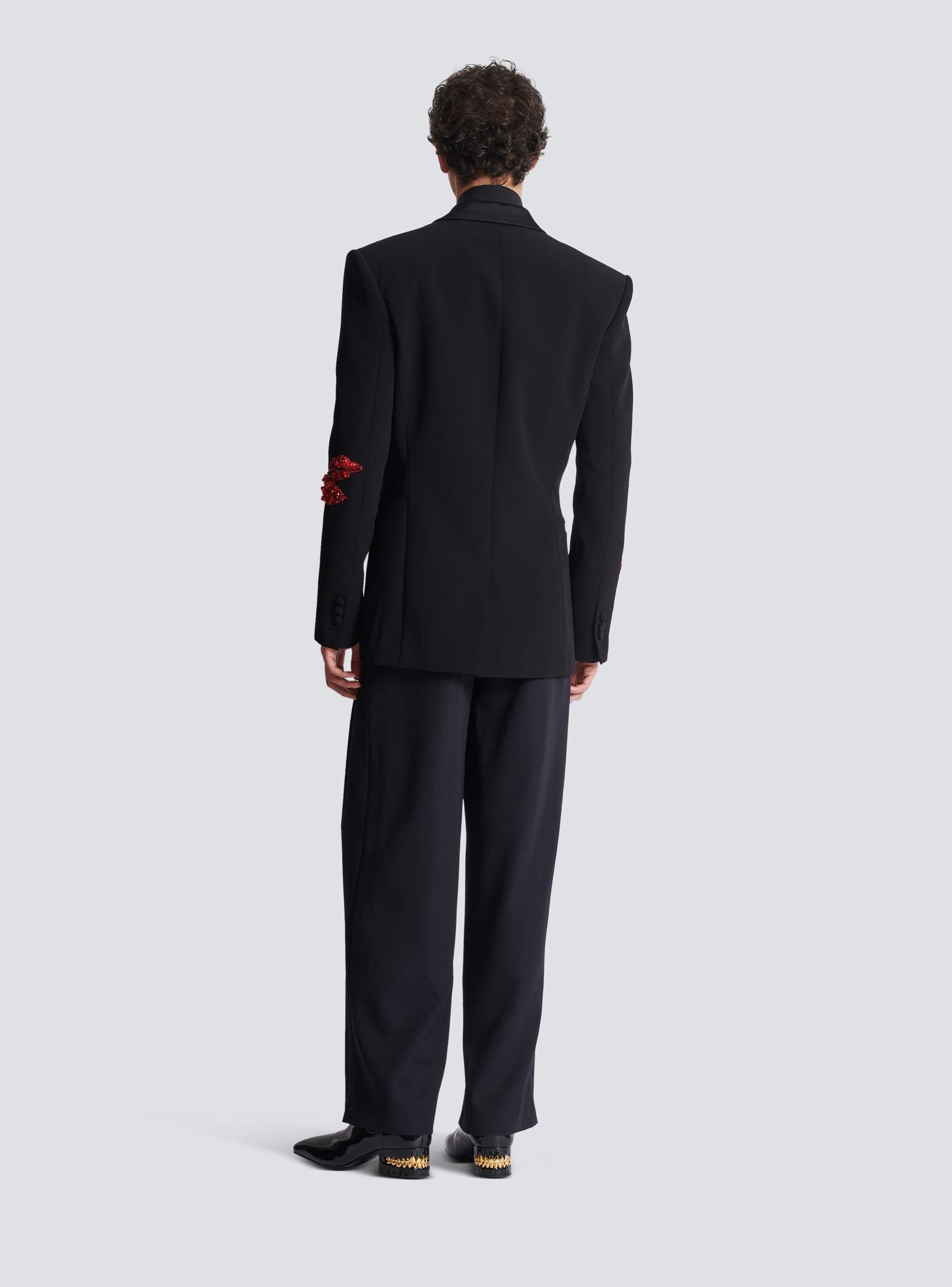 Crepe 1-button jacket with Kiss embroidery Product Image
