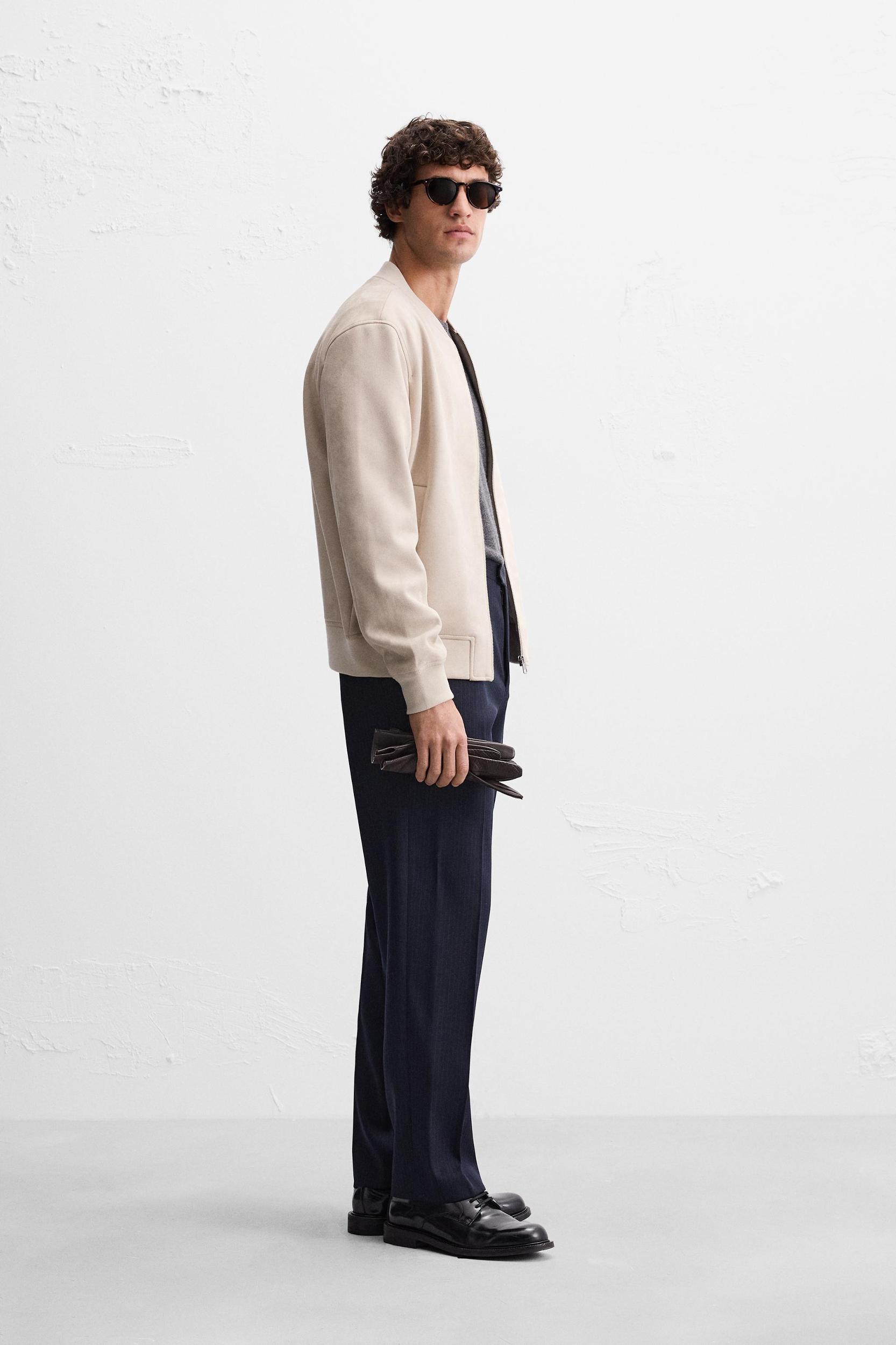 FAUX SUEDE BOMBER JACKET Product Image