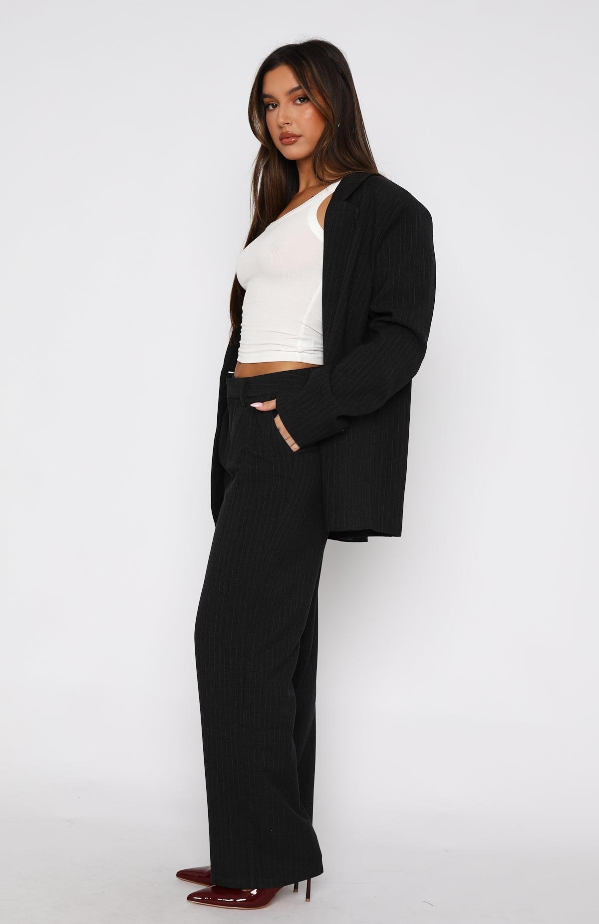 Business Casual Pants Charcoal Pinstripe Product Image