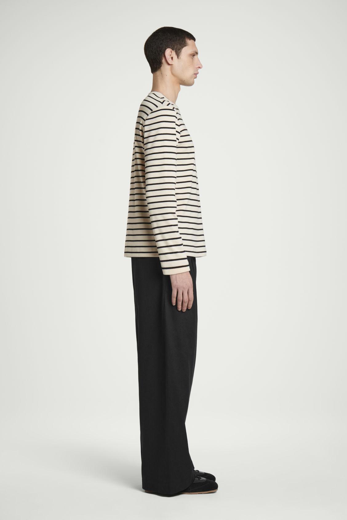 REGULAR STRIPED RIBBED LONG-SLEEVED T-SHIRT Product Image