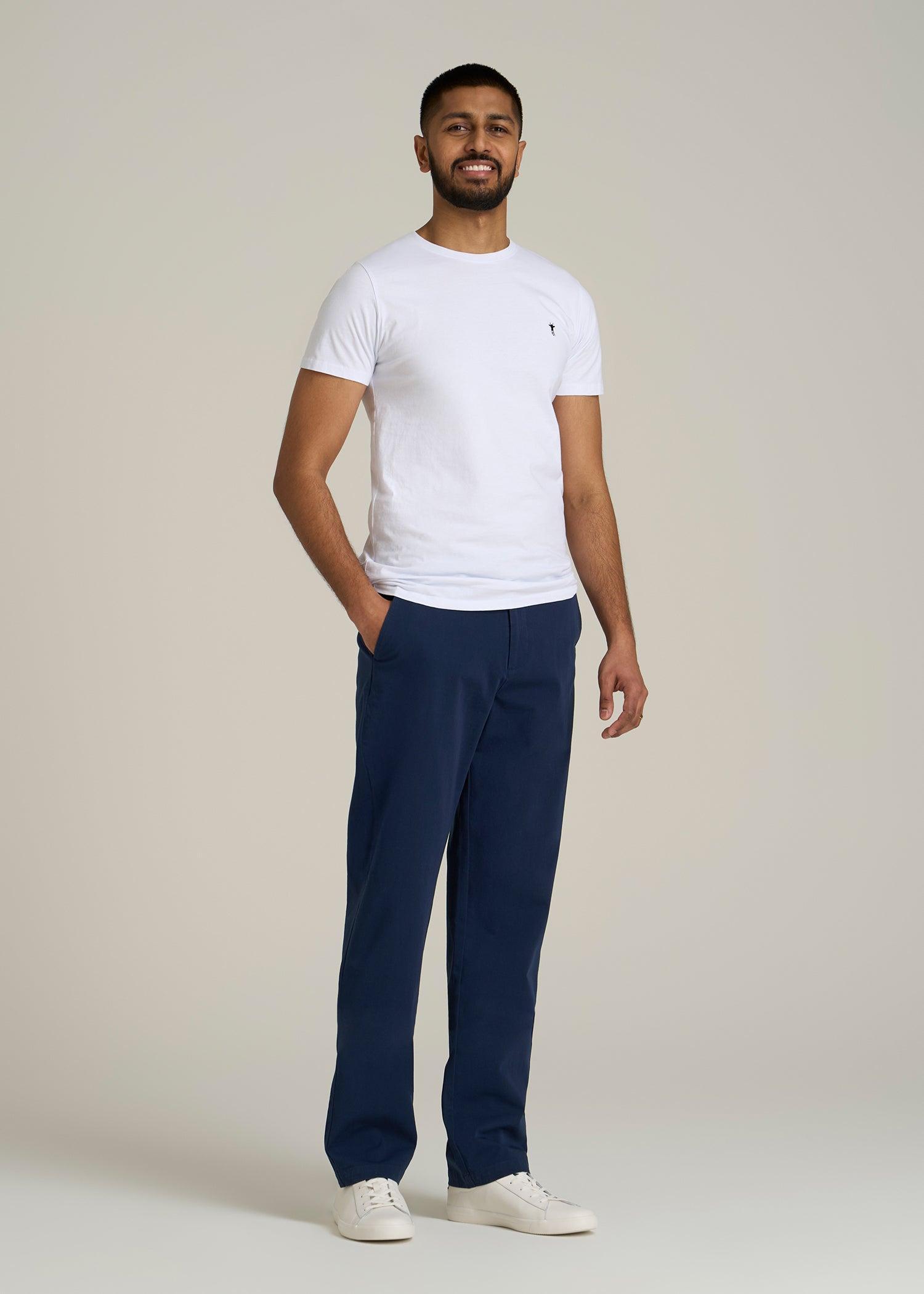 4 Way Stretch Commuter STRAIGHT Leg Chino Pants for Tall Men in Summer Blue Product Image