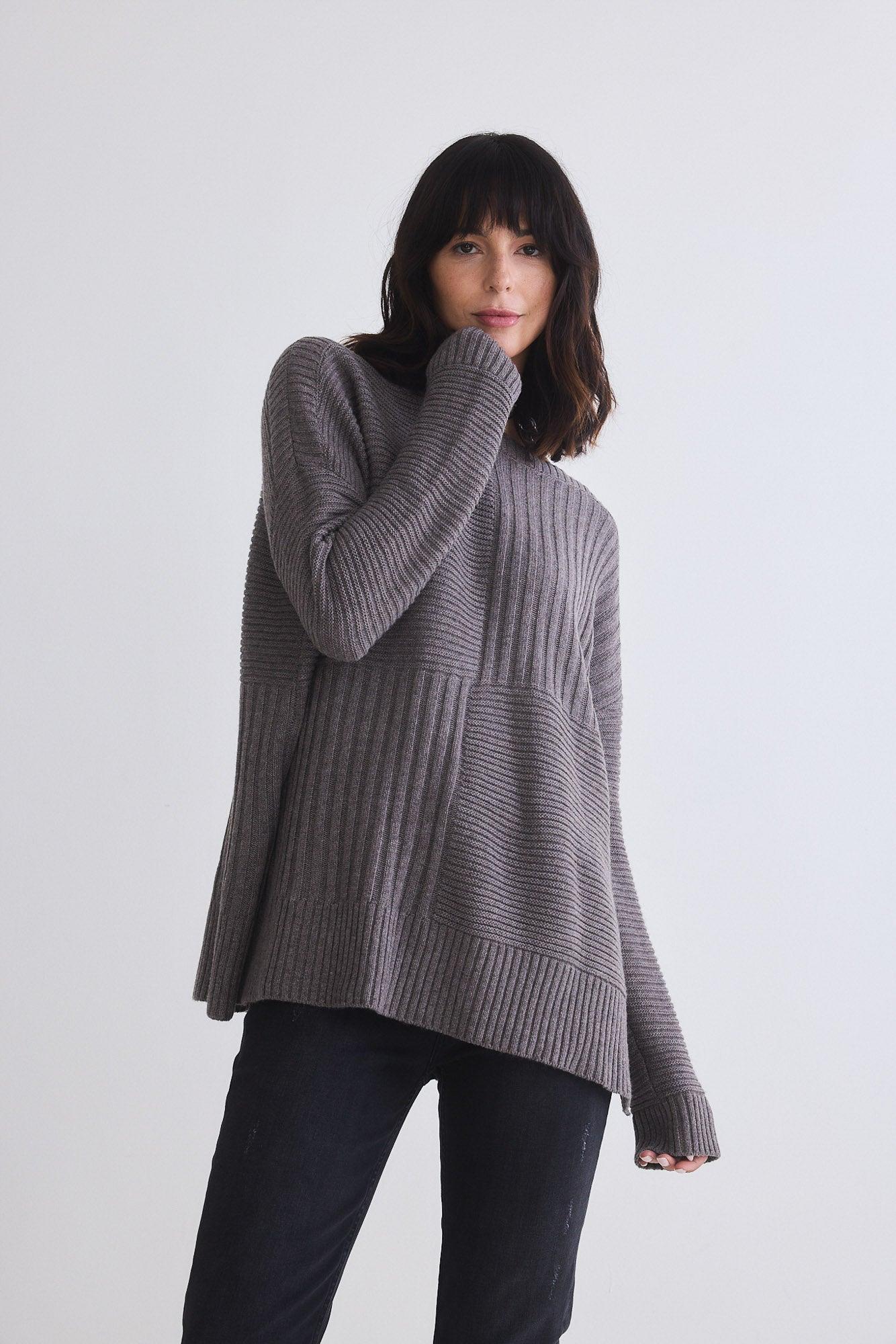 Oversized Mixed Knit Sweater Product Image