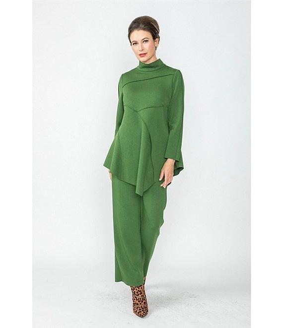 IC Collection Knit Elastic Waist Coordinating Wide Leg Pull-On Coordinating Ankle Pants Product Image