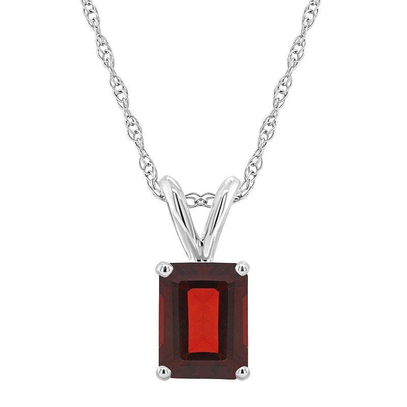 Celebration Gems 14k Gold Emerald Cut Garnet Pendant Necklace, Women's, Size: 18", 14k Whgold Product Image