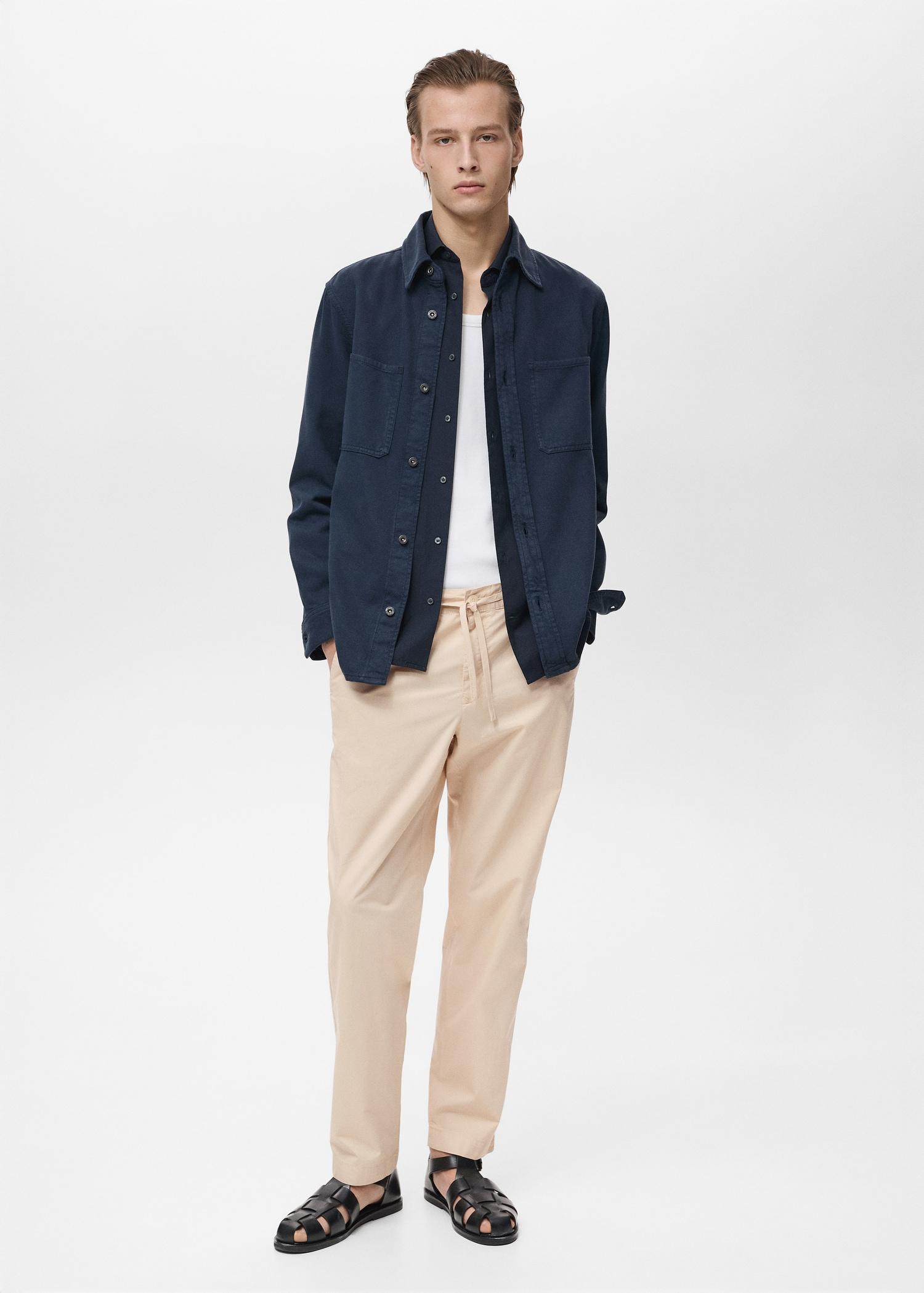 Poplin cotton pants - Men | MANGO USA Product Image
