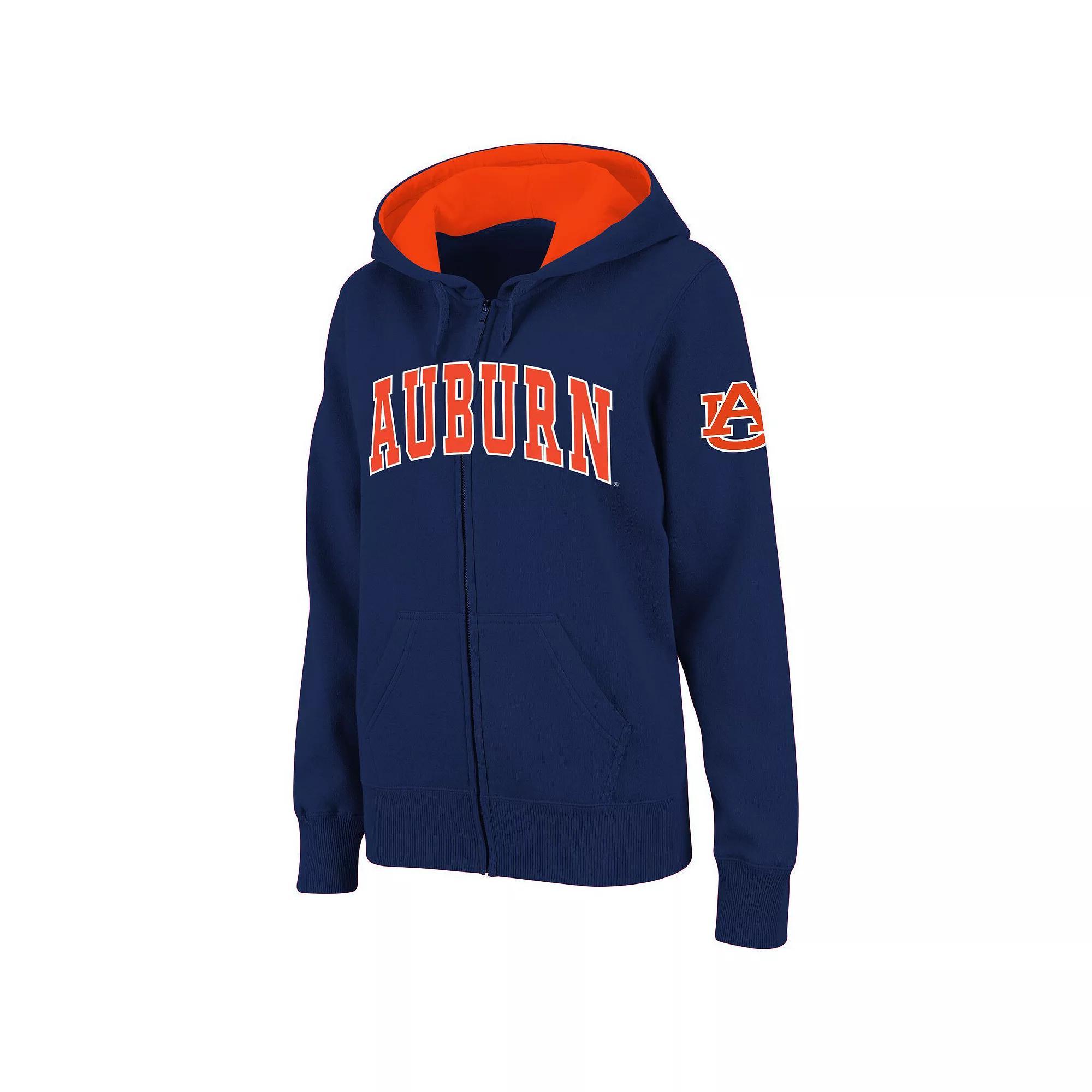 Womens Stadium Athletic Auburn Tigers Arched Name Full-Zip Hoodie Blue Product Image