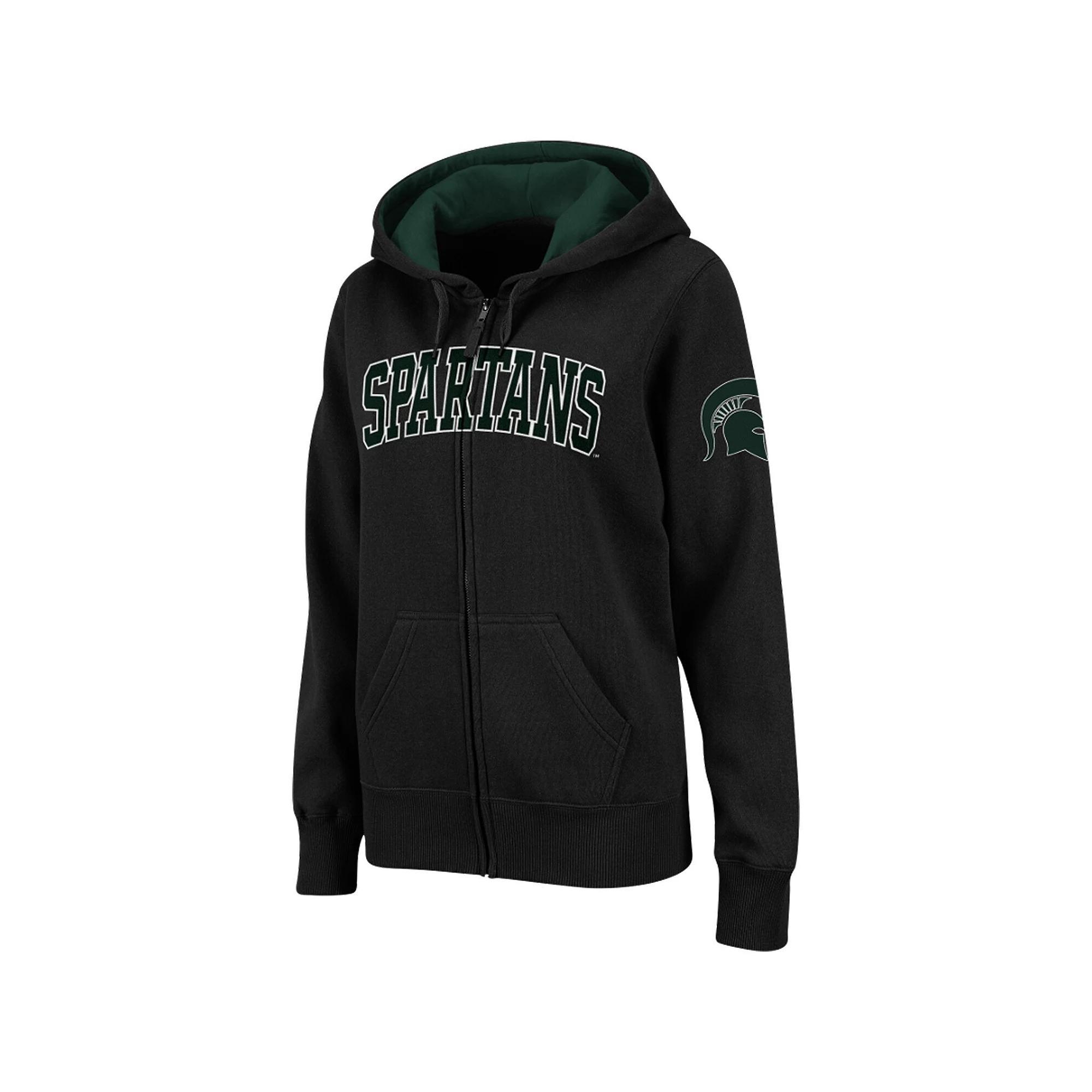 Women's Stadium Athletic Black Michigan State Spartans Arched Name Full-Zip Hoodie, Size: Small Product Image