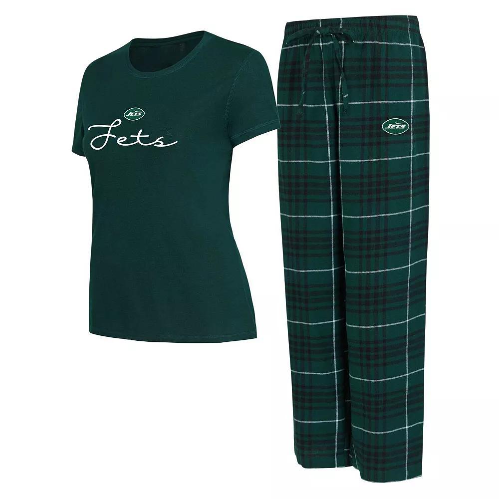 Women's Concepts Sport New York Jets Vector T-Shirt & Flannel Pants Sleep Set, Size: XL, Green Product Image