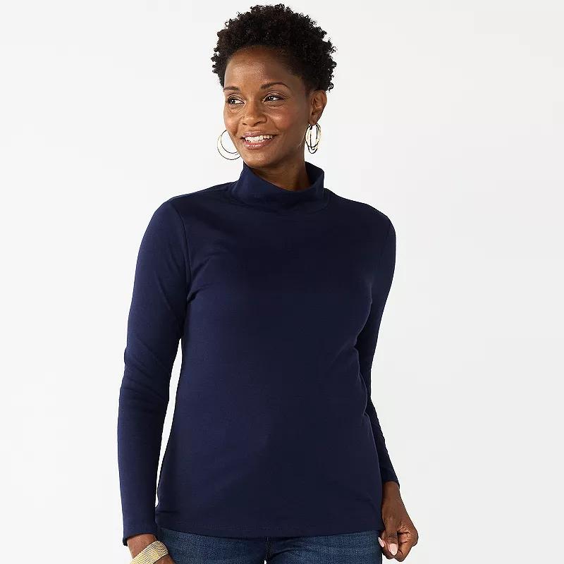 Women's Croft & Barrow® Essential Long-Sleeve Mockneck Top, Size: Large, Red Product Image