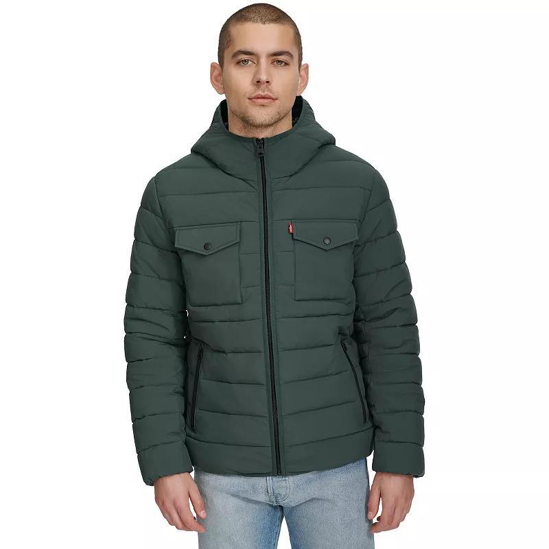 Mens Levis Stretch Two Pocket Quilted Hooded Jacket Product Image