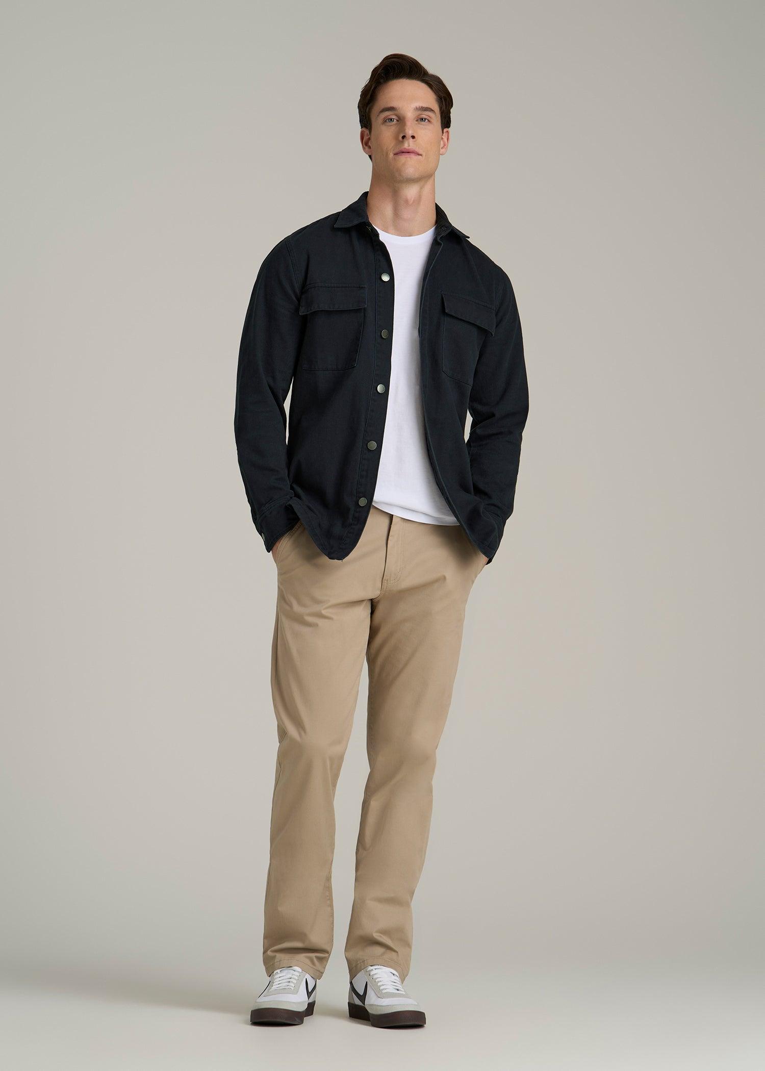 Casual Twill Shirt Jacket for Tall Men in Evening Blue Product Image