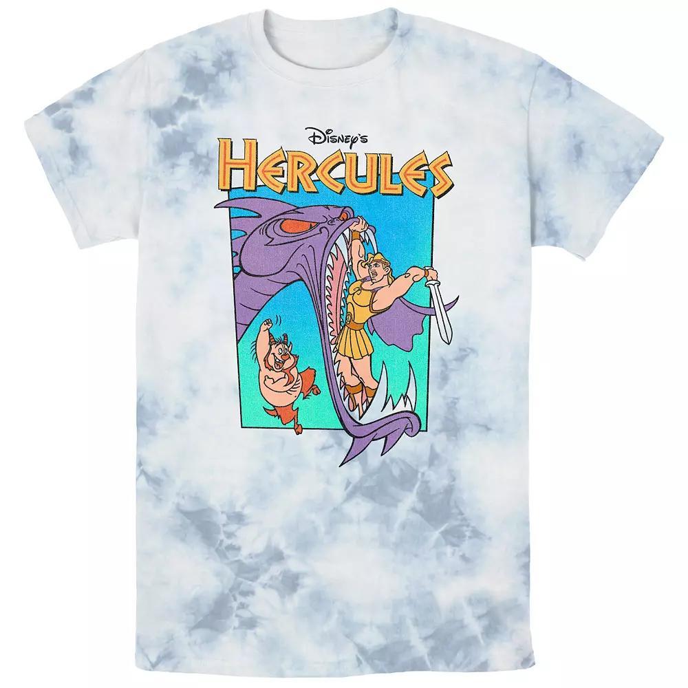Disney's Hercules Men's Hydra Battle Retro Bombard Wash Graphic Tee, Size: Large, White Blue Product Image