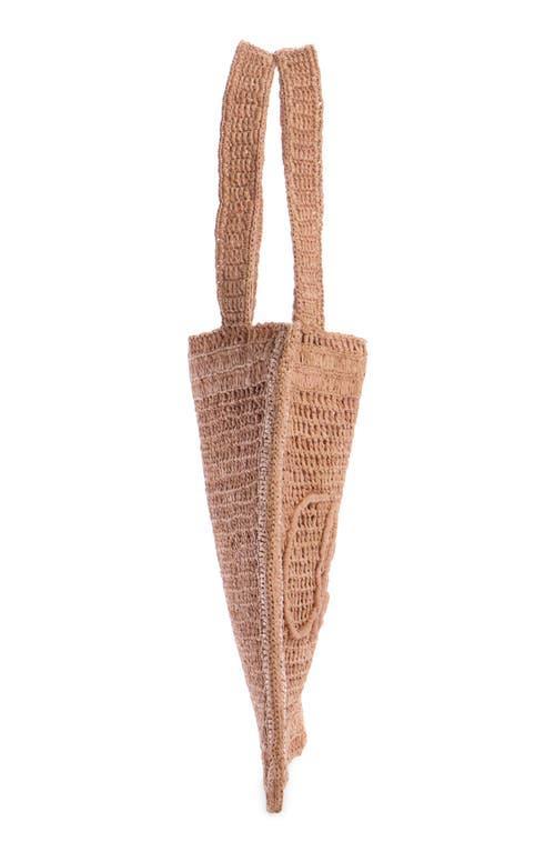 CHLOÉ Summer Banana Embellished Crocheted Embroidered Faux Raffia Tote In Beige Product Image