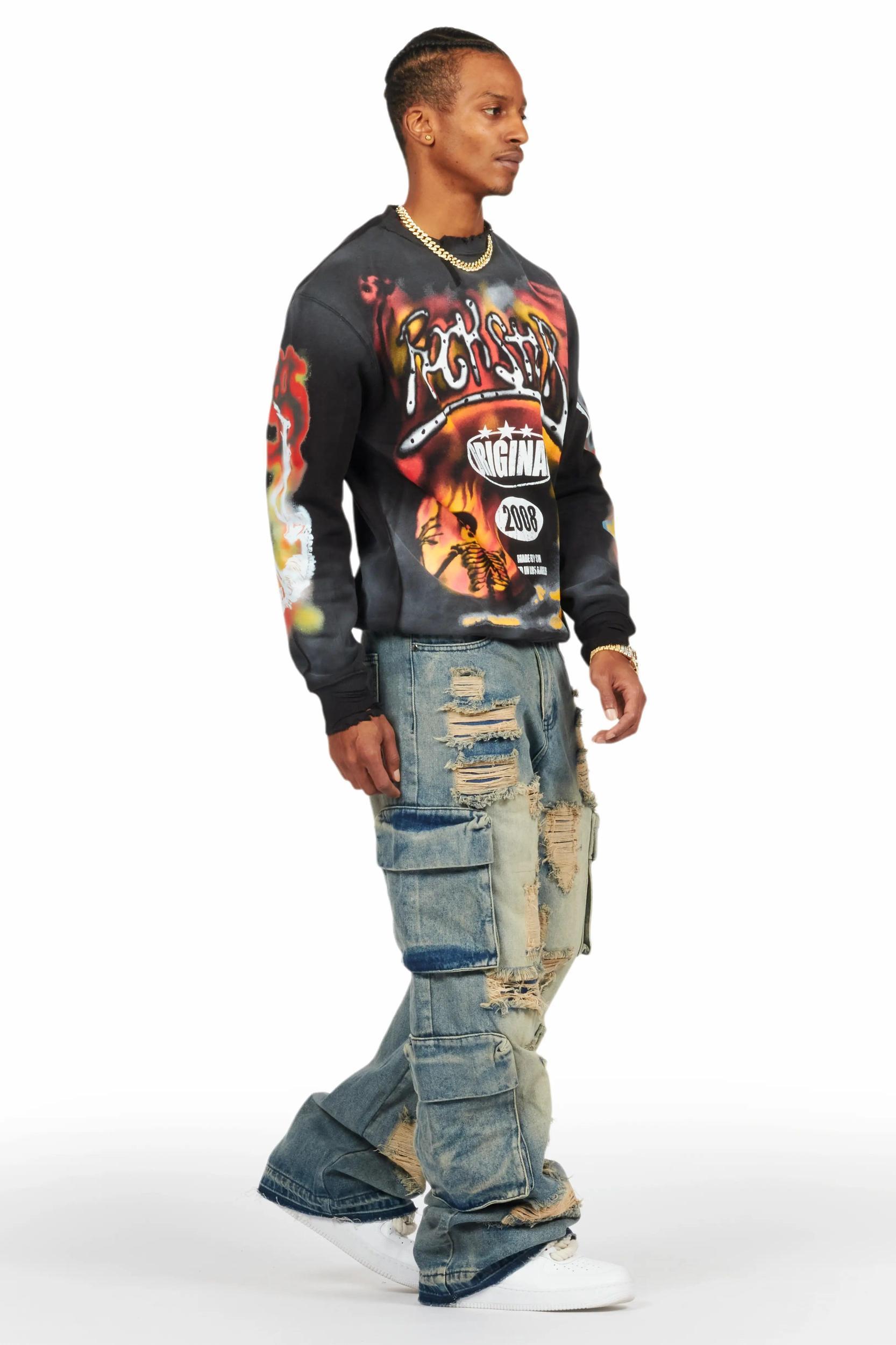 Farren Black Graphic Crewneck Male Product Image