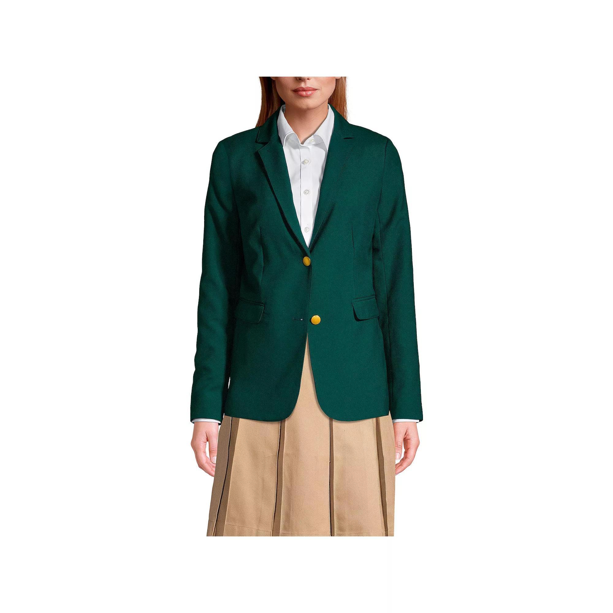 Women's Lands' End School Uniform Hopsack 2-Button Blazer Jacket, Size: 12, Deep Blue Product Image