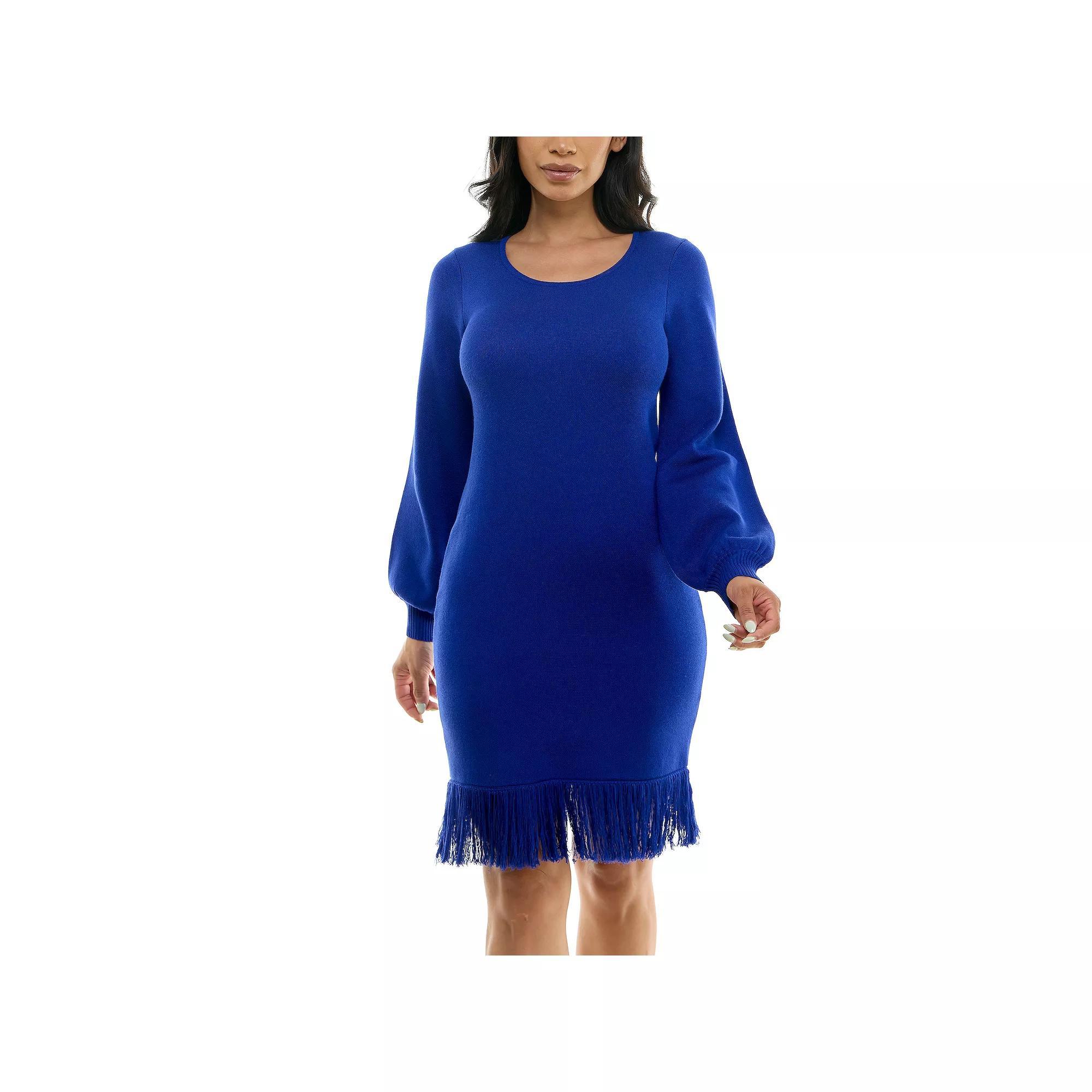 Women's Nina Leonard Sheath Sweater Dress, Size: XL, Deep Blue Product Image
