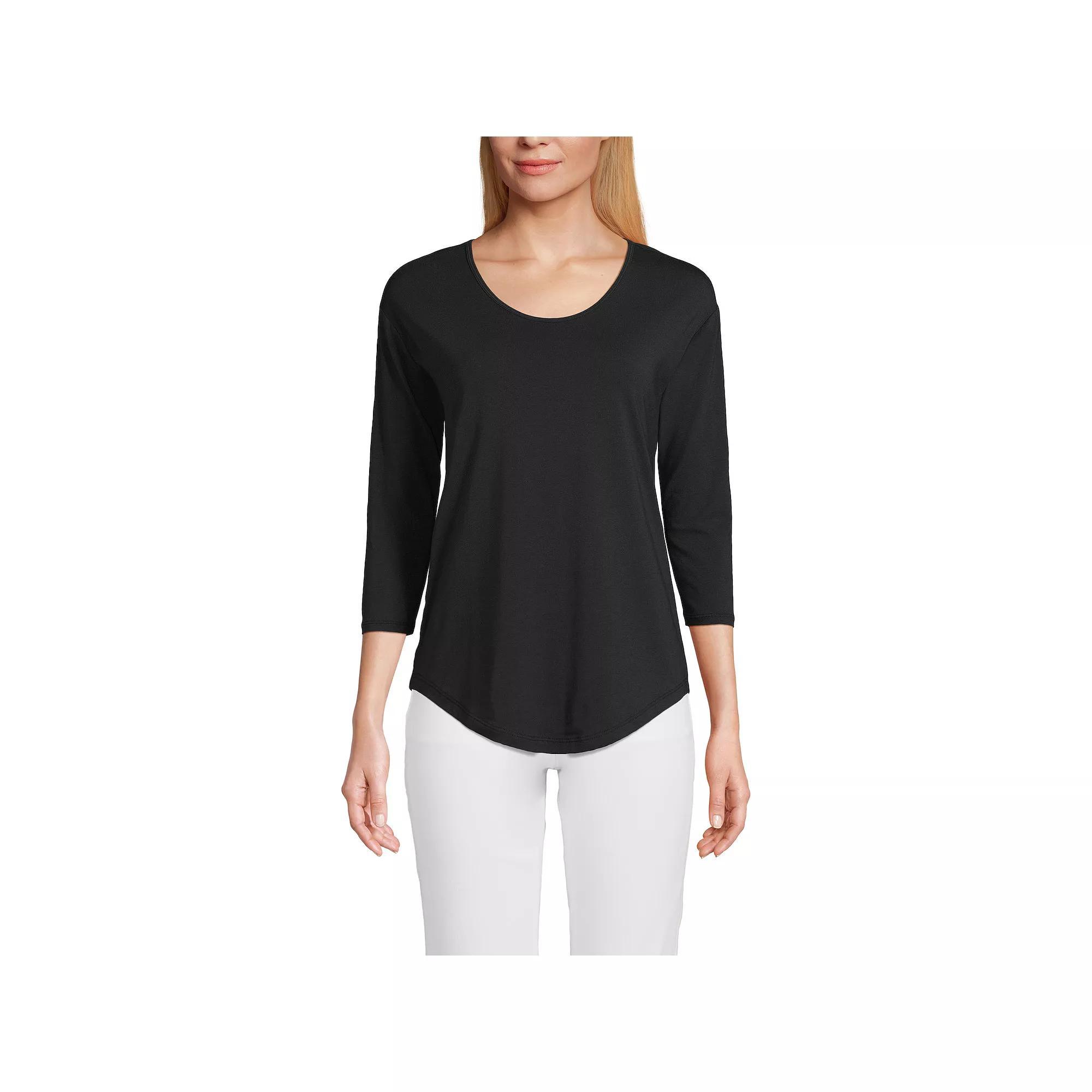 Women's Lands End Lightweight Jersey Tunic Top, Size: Medium, Black Product Image