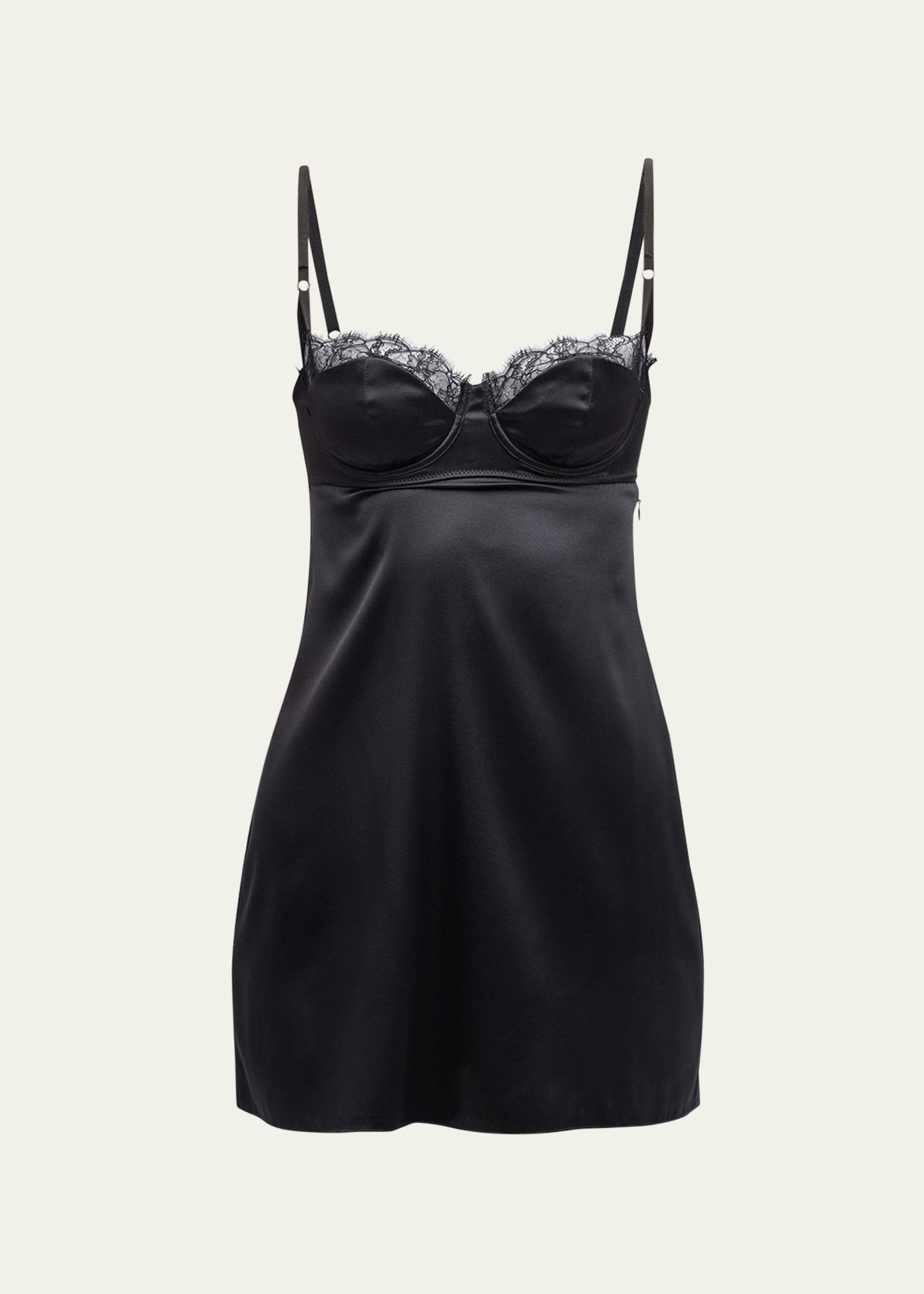 Womens Lace-Trim Stretch-Silk Nightie Product Image