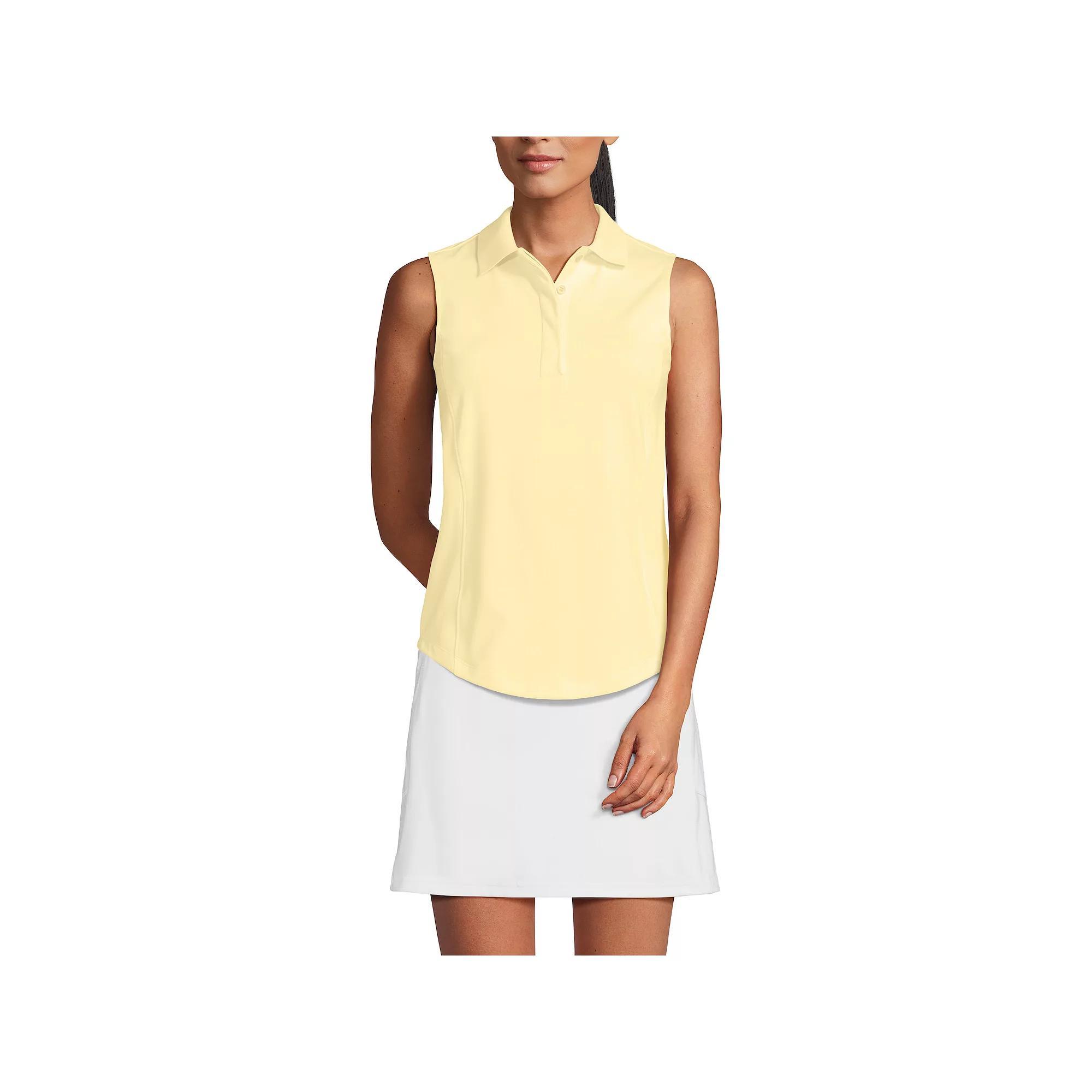 Women's Lands' End High Impact Polo Tank, Size: Medium, Pale Yellow Product Image
