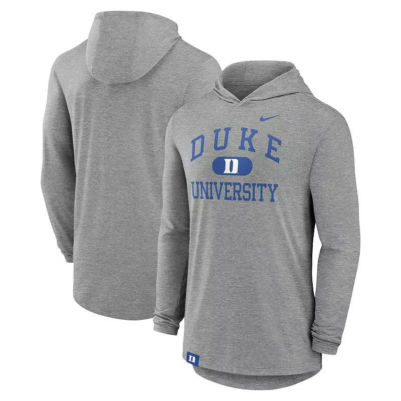 Men's Nike Heather Gray Duke Blue Devils Blitz Hoodie Long Sleeve T-Shirt, Size: XL, Grey Product Image
