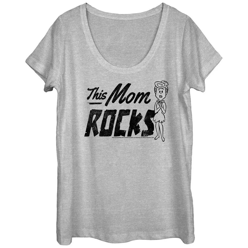 Women's The Flintstones Wilma This Mom Rocks Graphic Tee, Size: XL, Athletic Grey Product Image