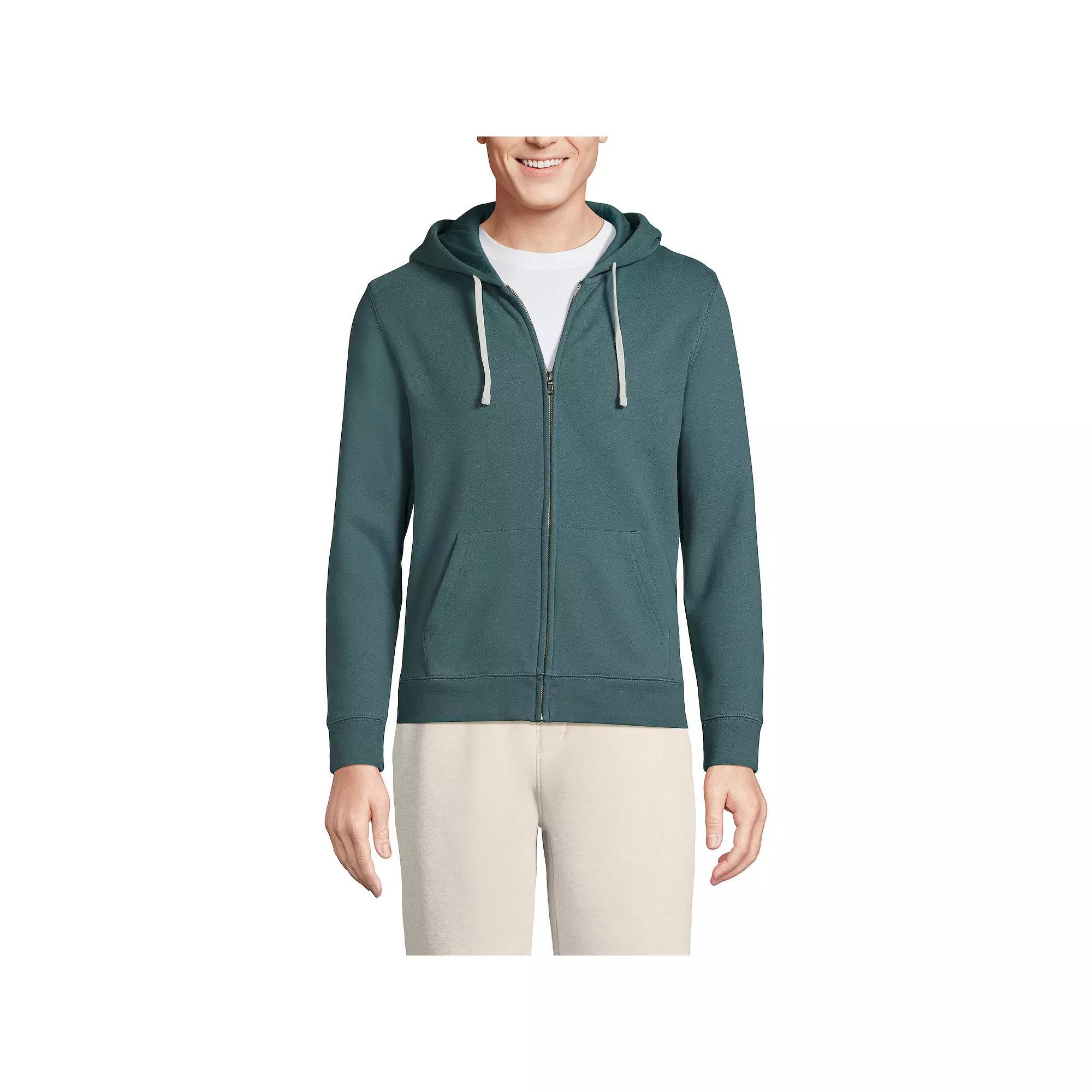 Lands' End Tall Serious Sweats Long Sleeve Full-Zip Hoodie, Men's, Size: XXL Tall, Dark Grey Heather Product Image