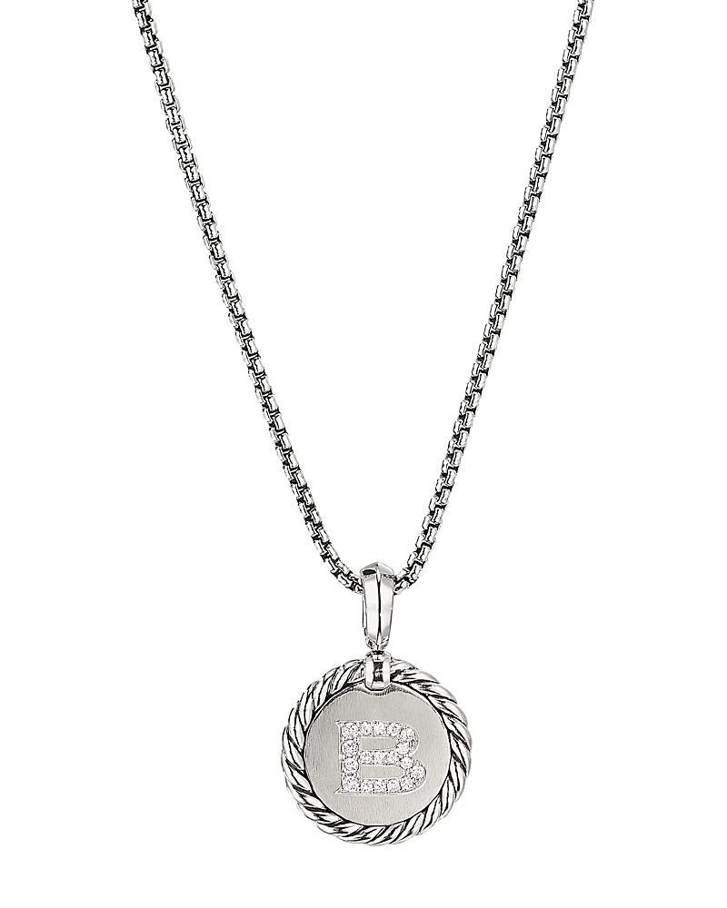 David Yurman Sterling Silver Cable Collectibles Initial Charm Necklace with Diamonds, 18 Product Image