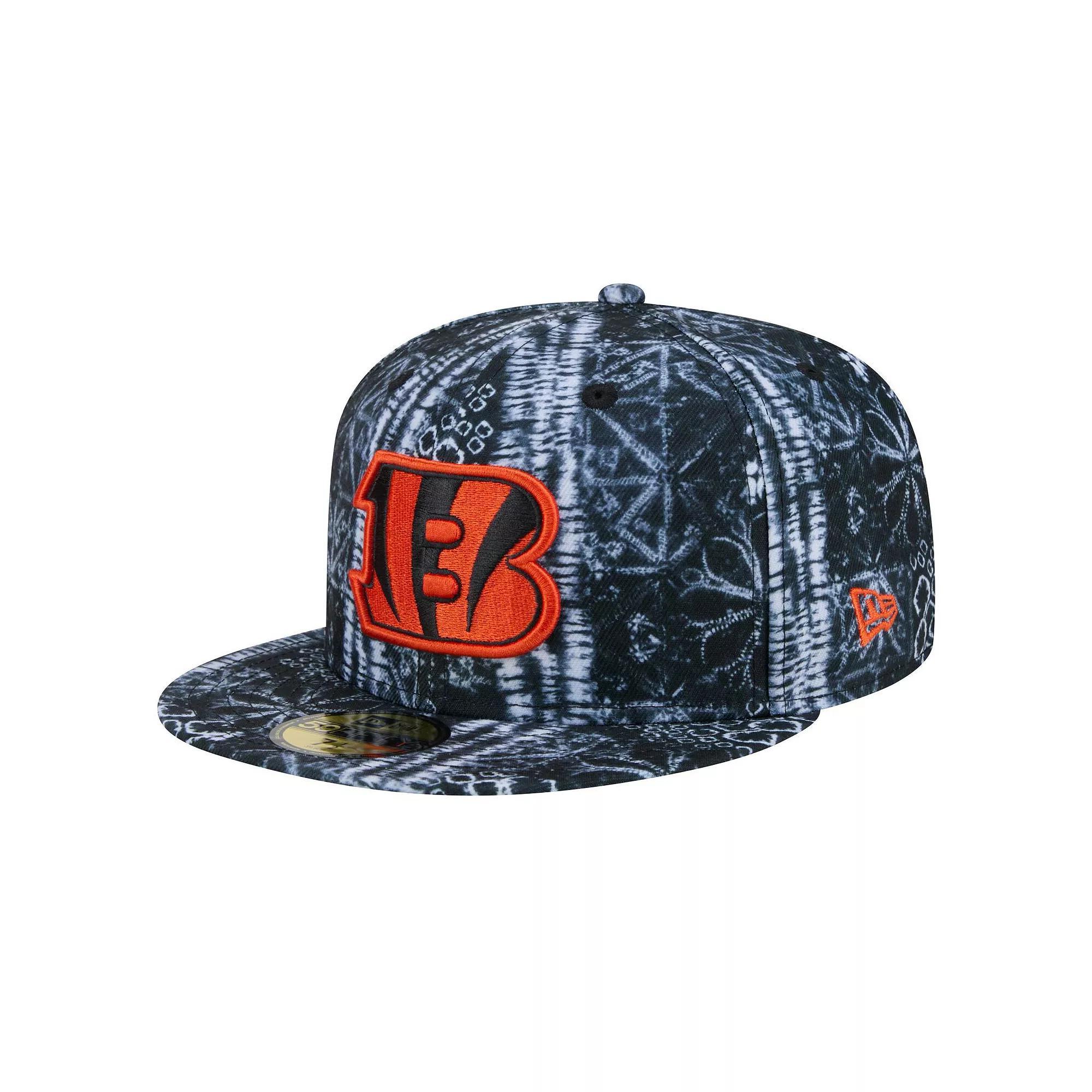 Men's New Era Black Cincinnati Bengals Shibori 59FIFTY Fitted Hat, Size: 7 Product Image