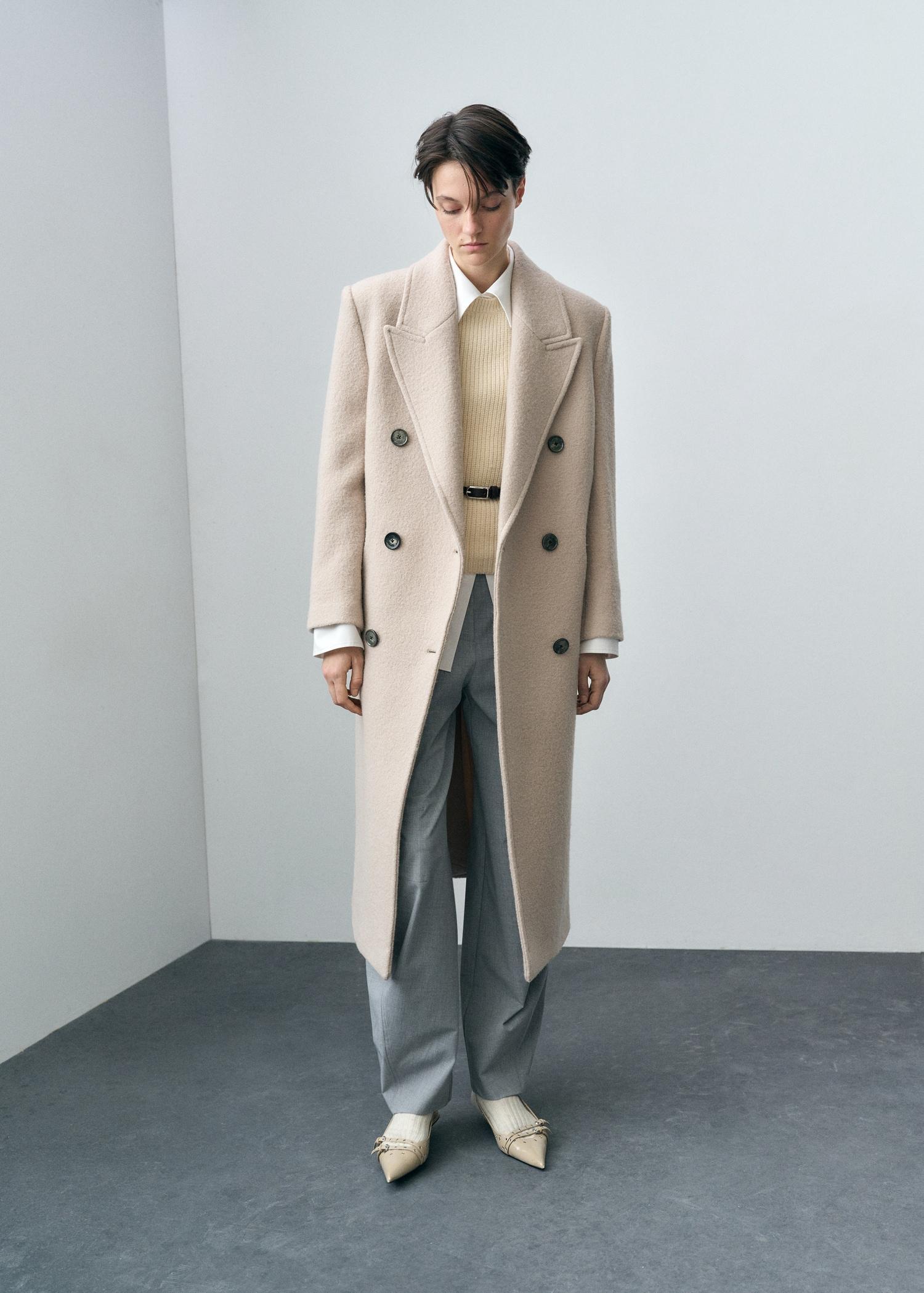Structured virgin wool coat - Women | MANGO USA Product Image