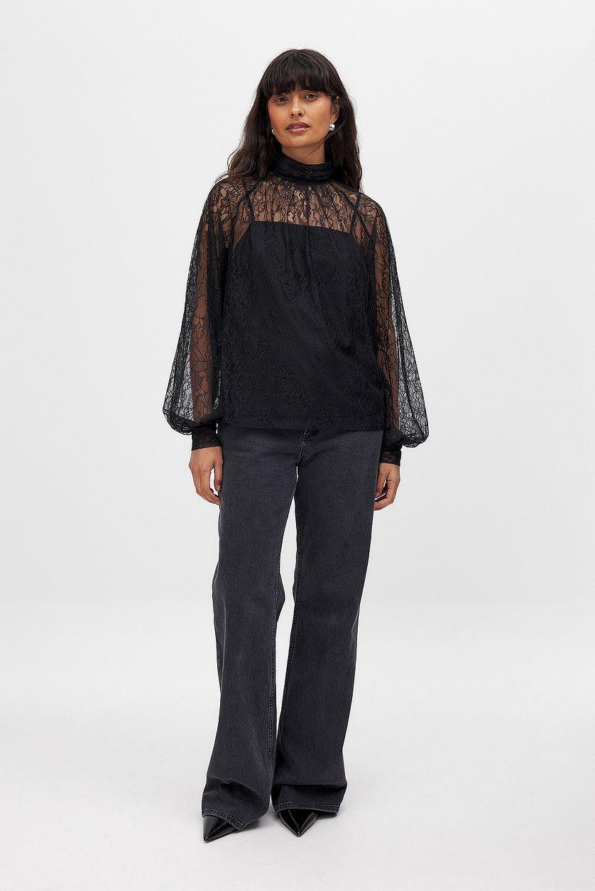Balloon Sleeve Lace Blouse Product Image