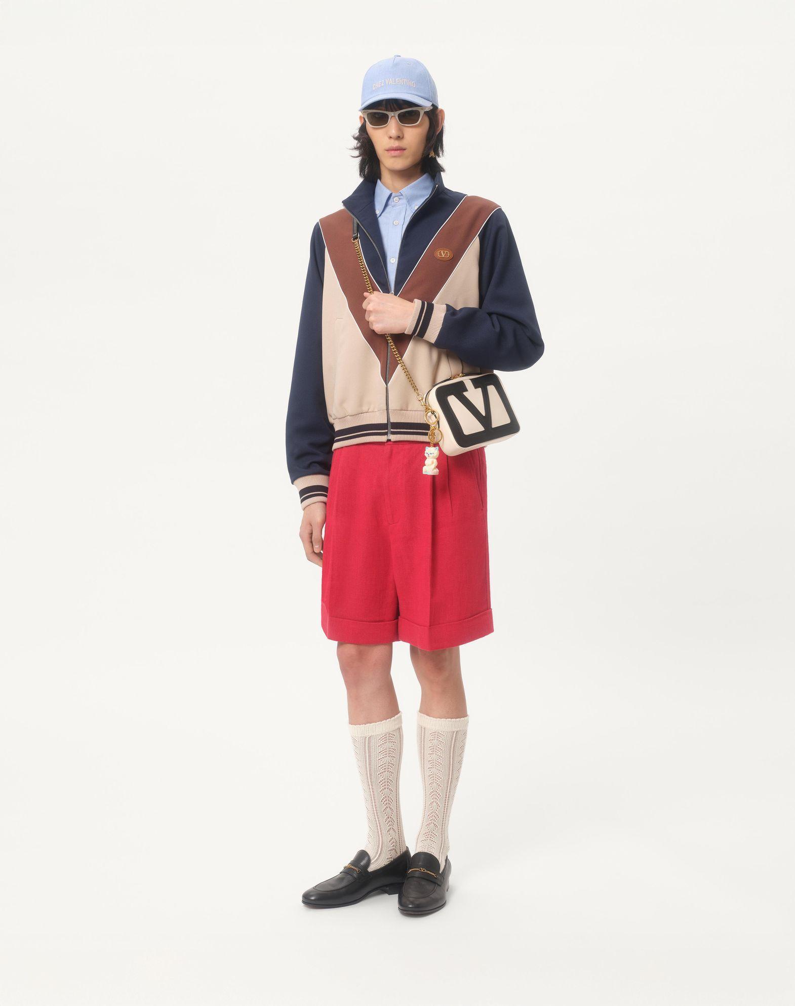 Nylon Sweatshirt With Zip And Vlogo Patch Product Image
