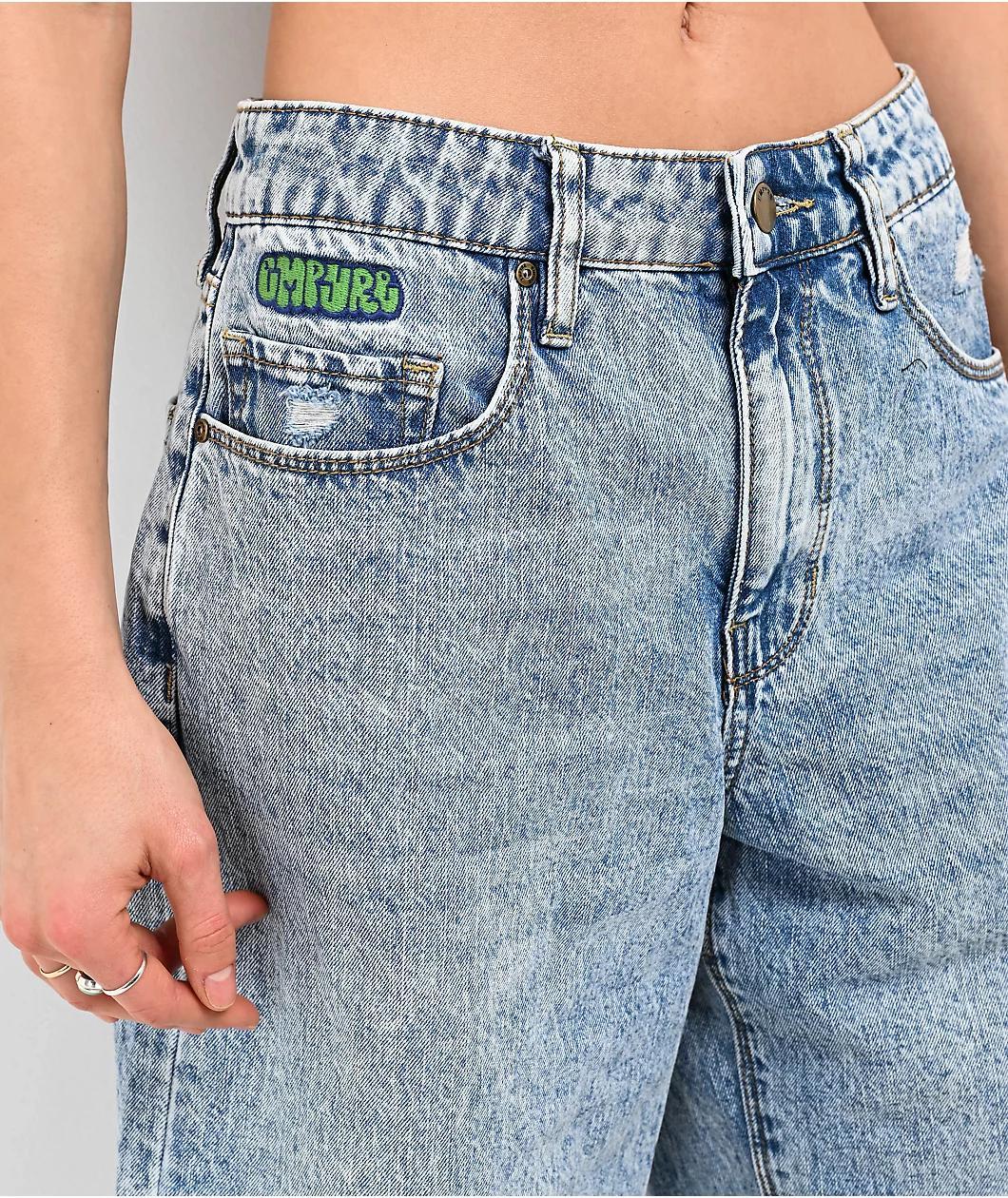 Empyre Sydney Partay Blue Light Wash Denim Shorts Product Image