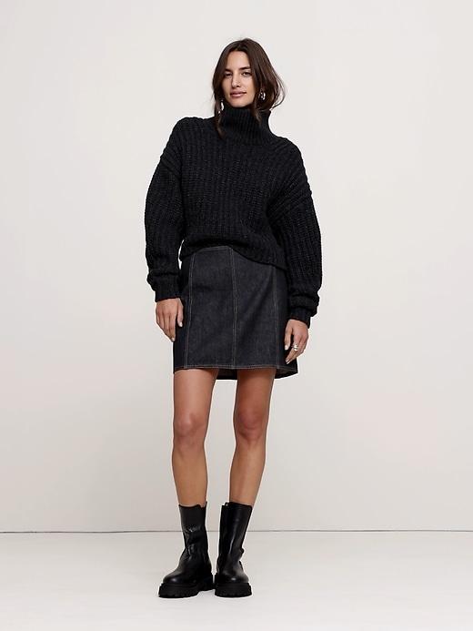 Paneled Denim Mini Skirt Product Image
