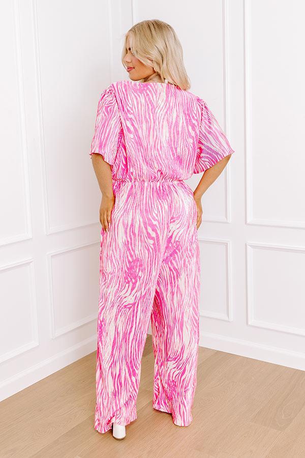 Peak Party Vibes Pleated Jumpsuit In Pink Curves Product Image