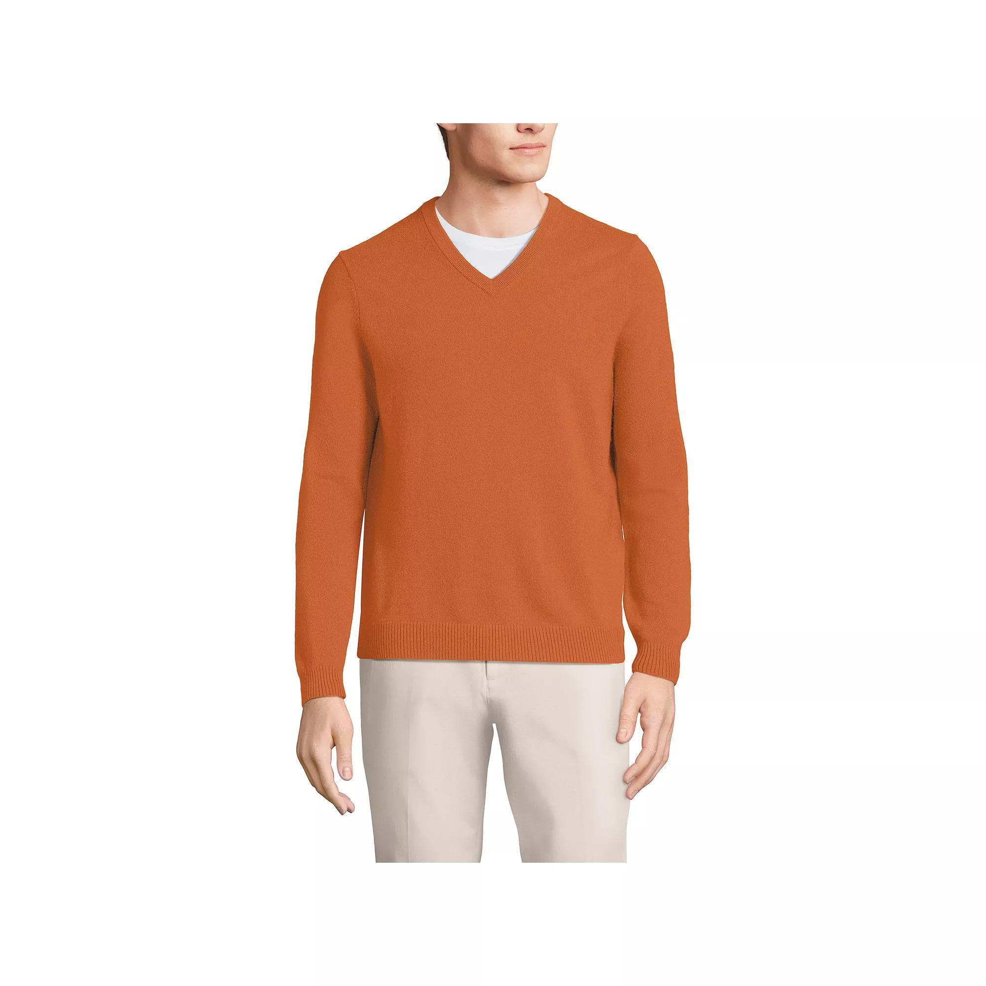 Men's Lands' End Fine-Gauge Cashmere V-neck Sweater, Size: Large, Fresh Red Product Image