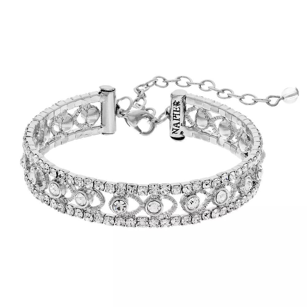 Napier Simulated Crystal Bracelet, Womens, Silver Tone Product Image