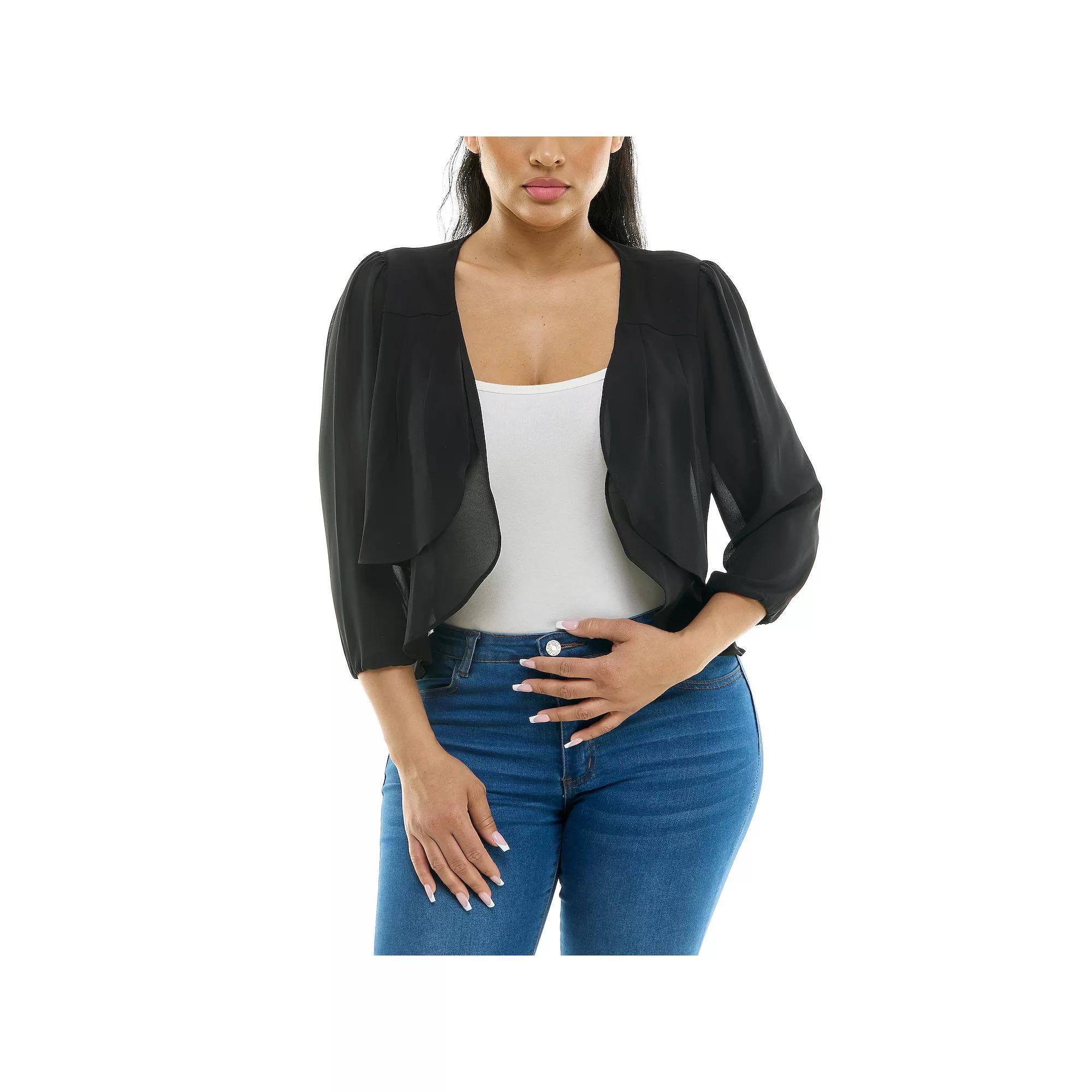 Women's Nina Leonard Chiffon Pleated Bolero, Size: XL, Black Product Image