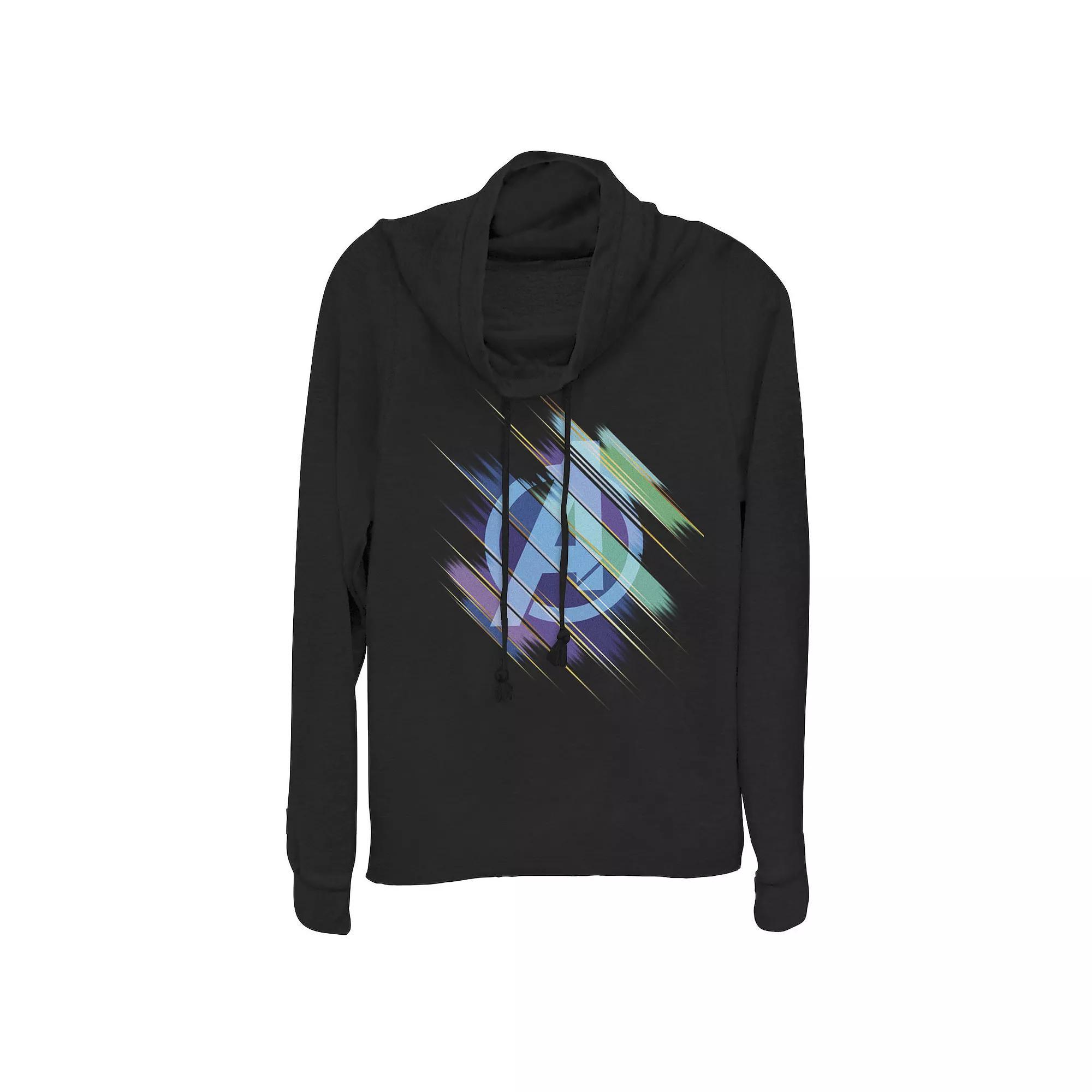 Juniors Marvel Avengers: Endgame Logo Swiped Colors Cowlneck Graphic Lightweight Long Sleeve, Girls Product Image