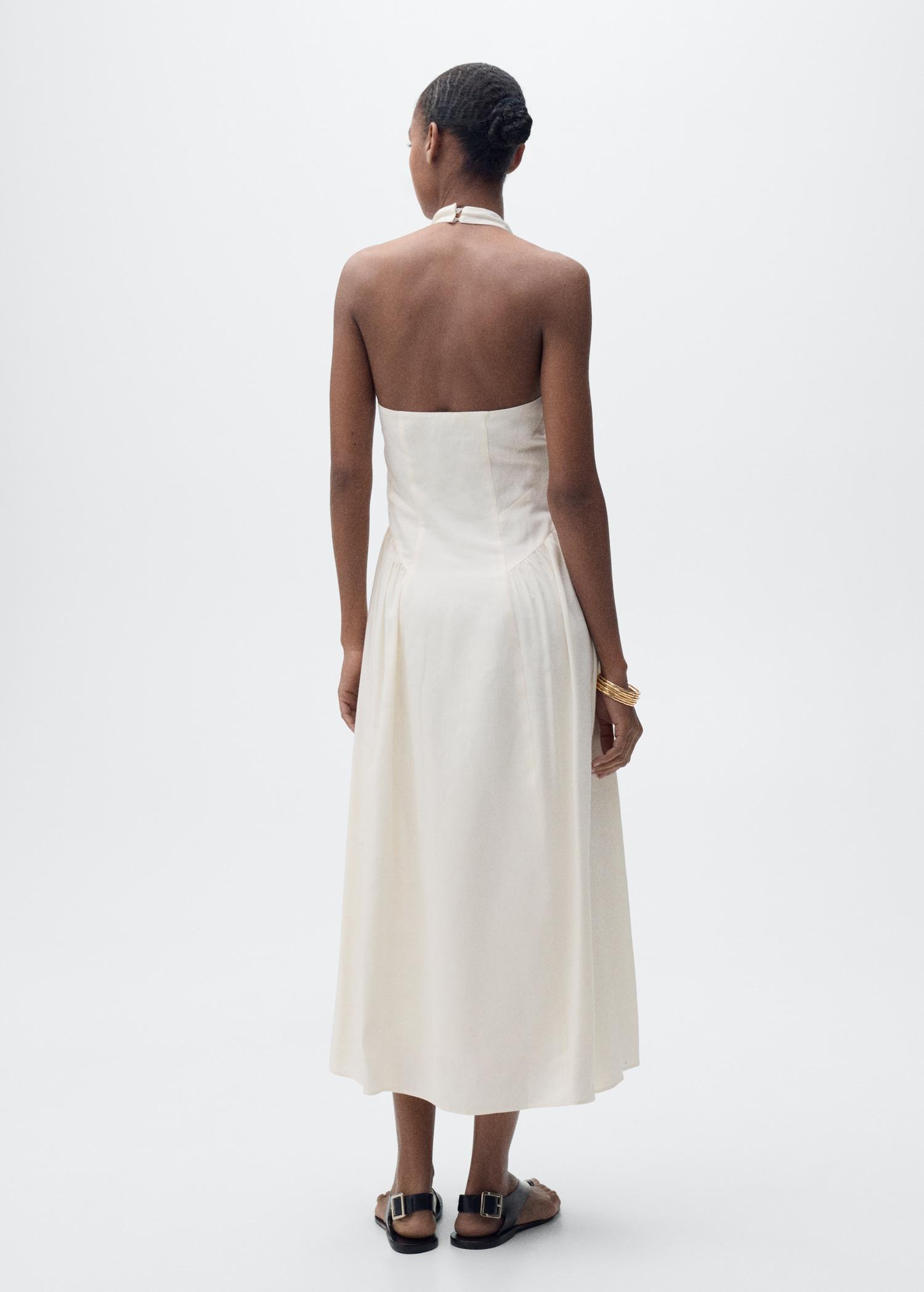 Halter-neck linen dress - Women | MANGO USA Product Image