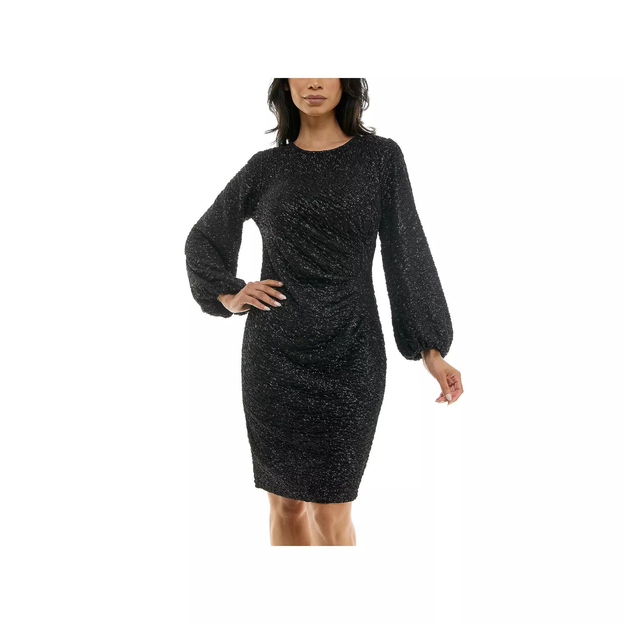 Women's Nina Leonard Puckered Knit Sheath Dress, Size: Large, Pink Product Image