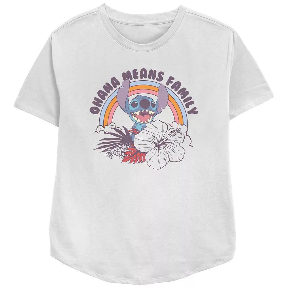 Disney's Lilo & Stitch Women's Ohana Means Family Graphic Tee, Size: Small, White Product Image
