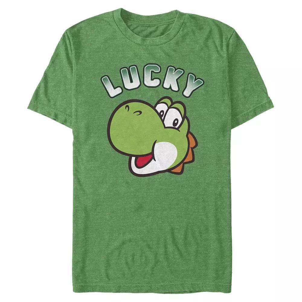 Big & Tall Super Mario Bros Yoshi Lucky Graphic Tee, Men's, Size: 4XL Tall, Kelly Grey Product Image