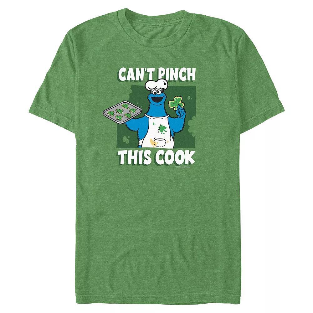 Big & Tall Sesame Street Cookie Monster Can't Pinch This Cook Graphic Tee, Men's, Size: Large Tall, Kelly Grey Product Image