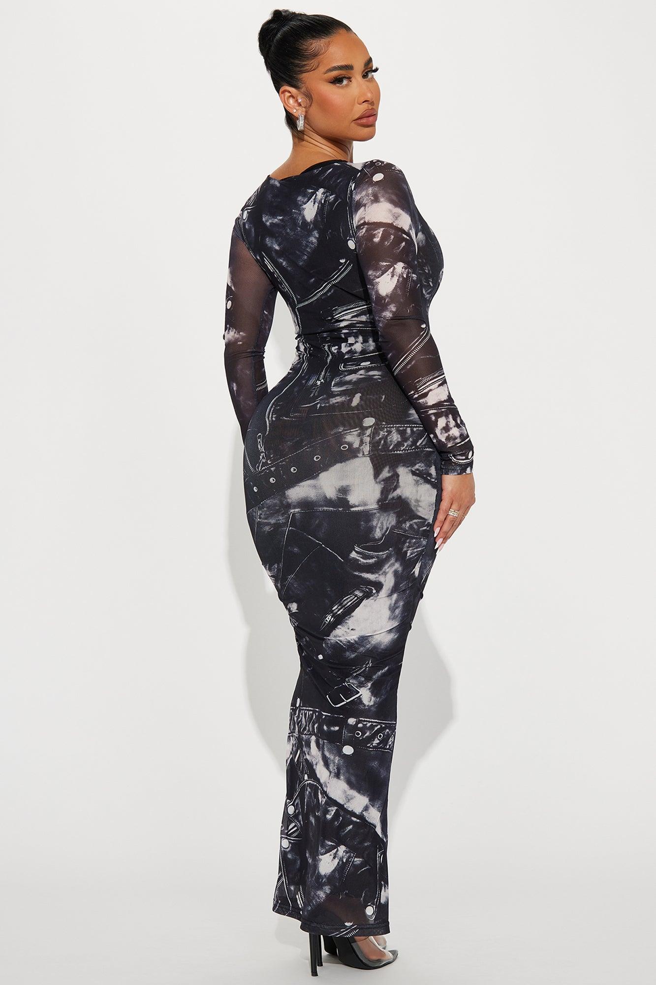 Walk My Way Mesh Maxi Dress - Black/combo Product Image