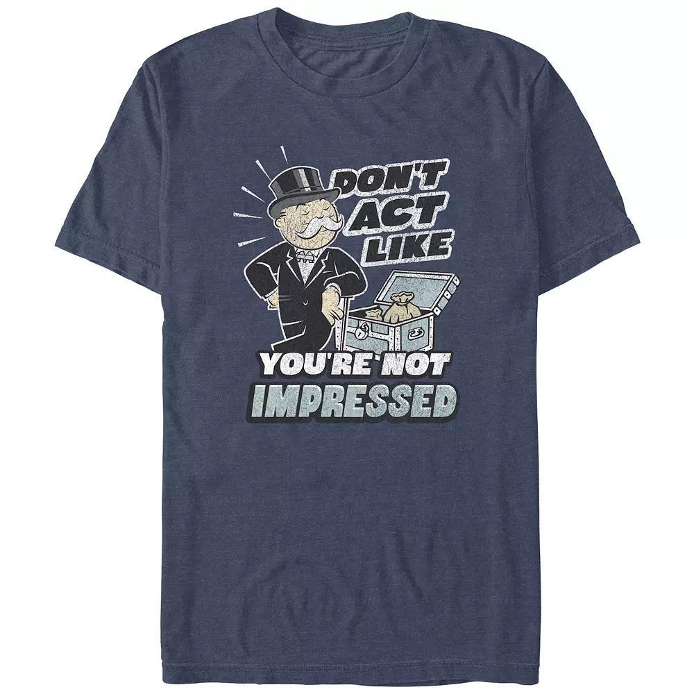 Men's Monopoly Don't Act Like You're Not Impressed Graphic Tee, Size: Small, Navy Grey Product Image