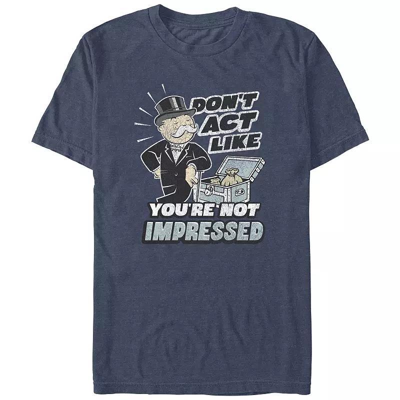 Men's Monopoly Don't Act Like You're Not Impressed Graphic Tee, Size: Small, Navy Grey Product Image
