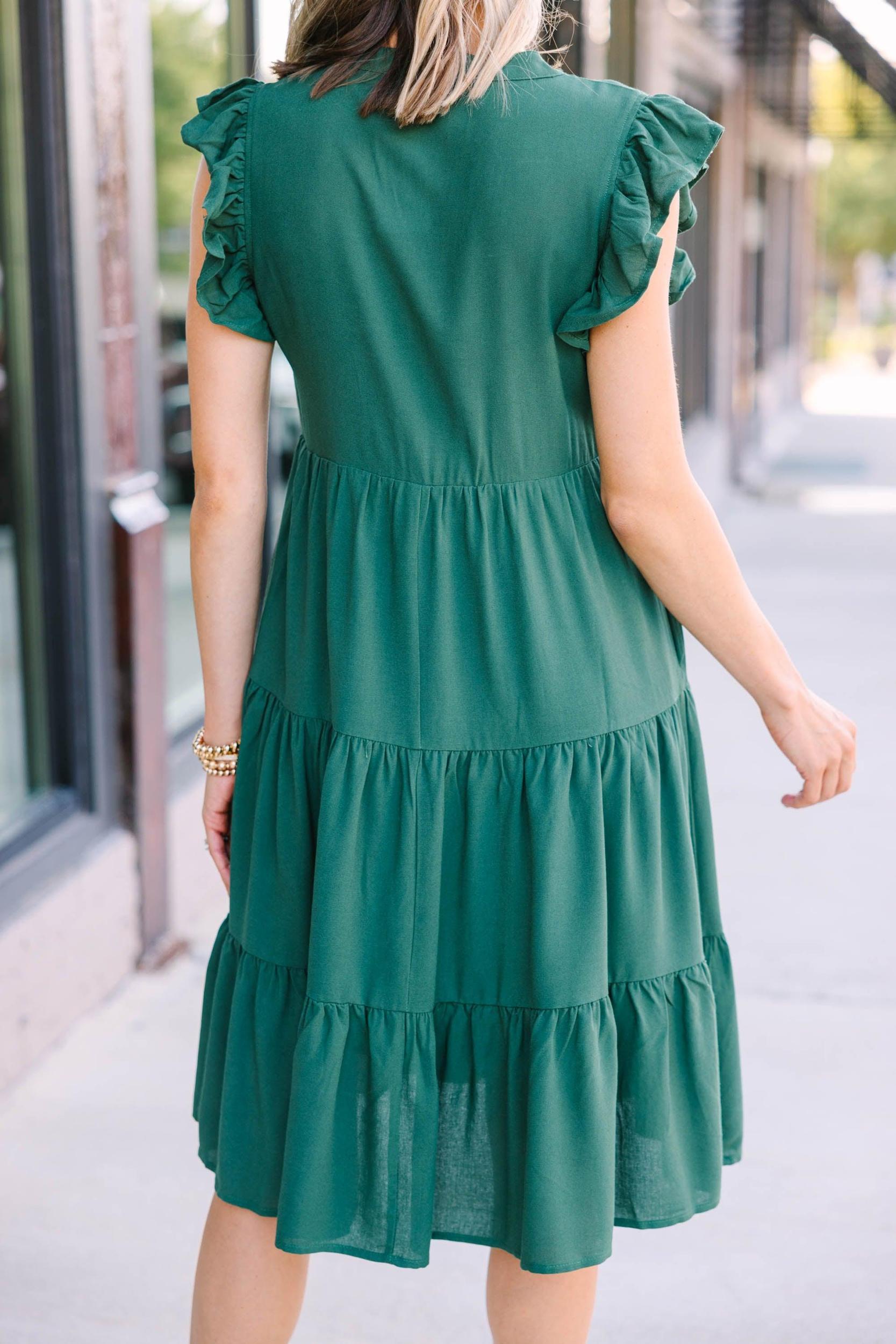 Make It Your Own Hunter Green Tiered Dress Female Product Image