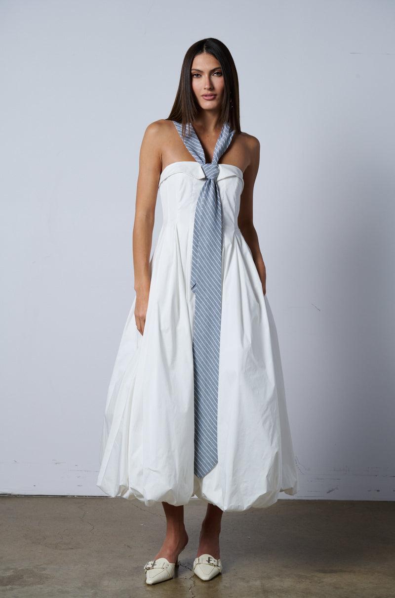 NOT YOUR BOYFRIENDS SHIRT POPLIN MIDI DRESS WITH TIE Product Image