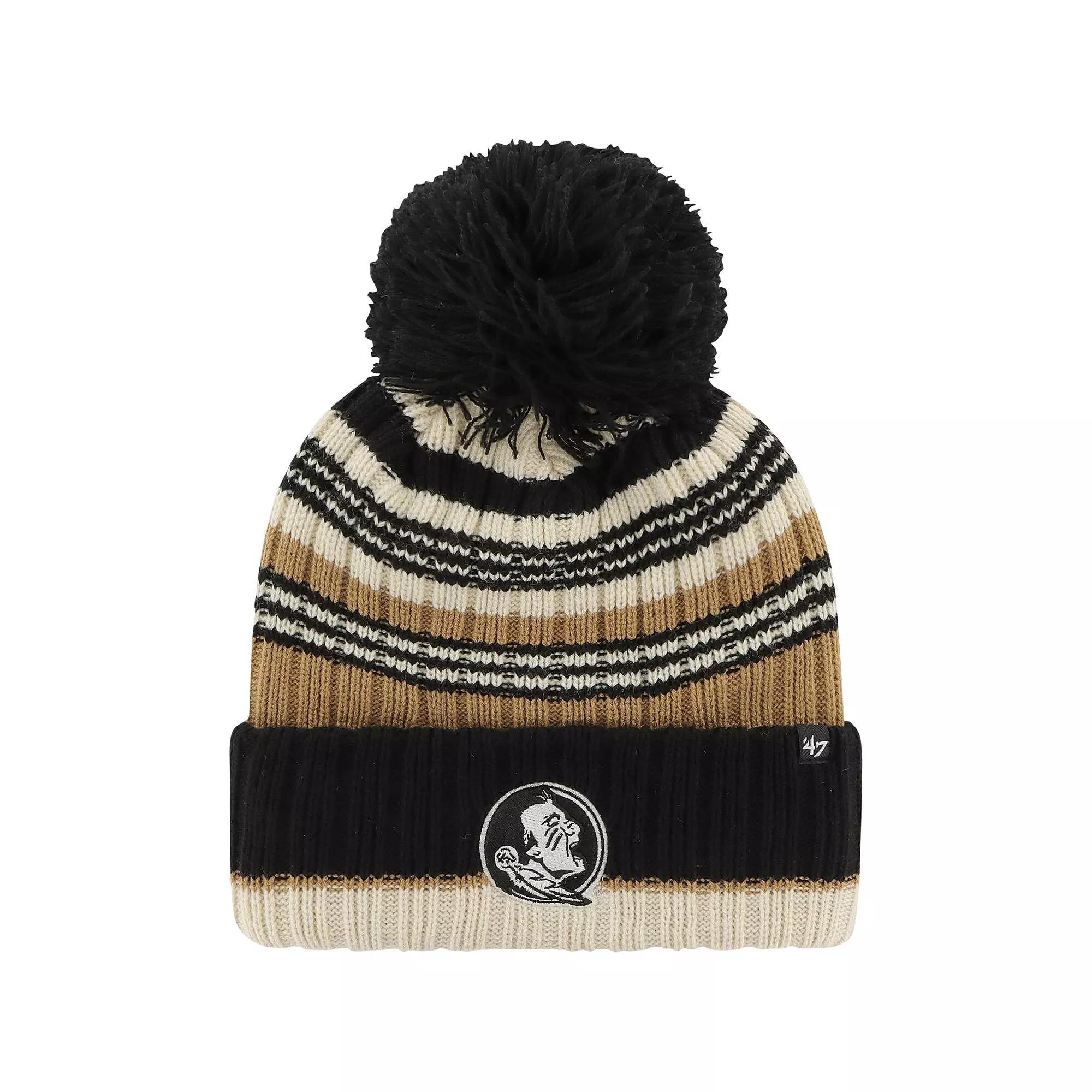 Womens 47 Khaki Florida State Seminoles Barista Cuffed Knit Hat with Pom Product Image