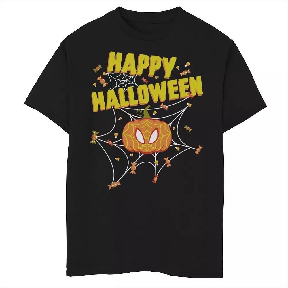 Boys 8-20 Marvel Spider-Man Pumpkin Happy Halloween Graphic Tee, Boy's, Size: XL, Black Product Image